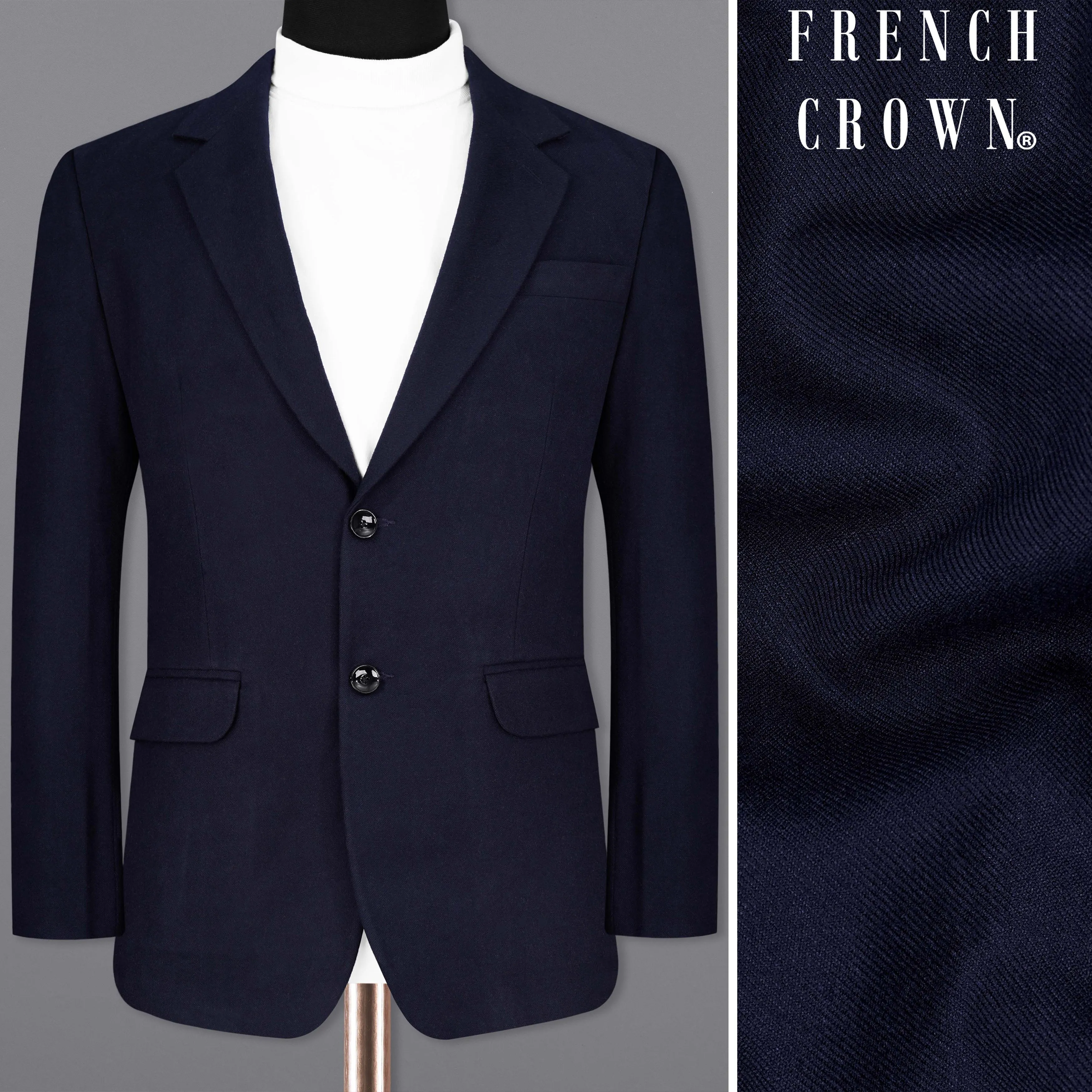 Mirage Blue Pure Wool Single Breasted Blazer sold by French Crown