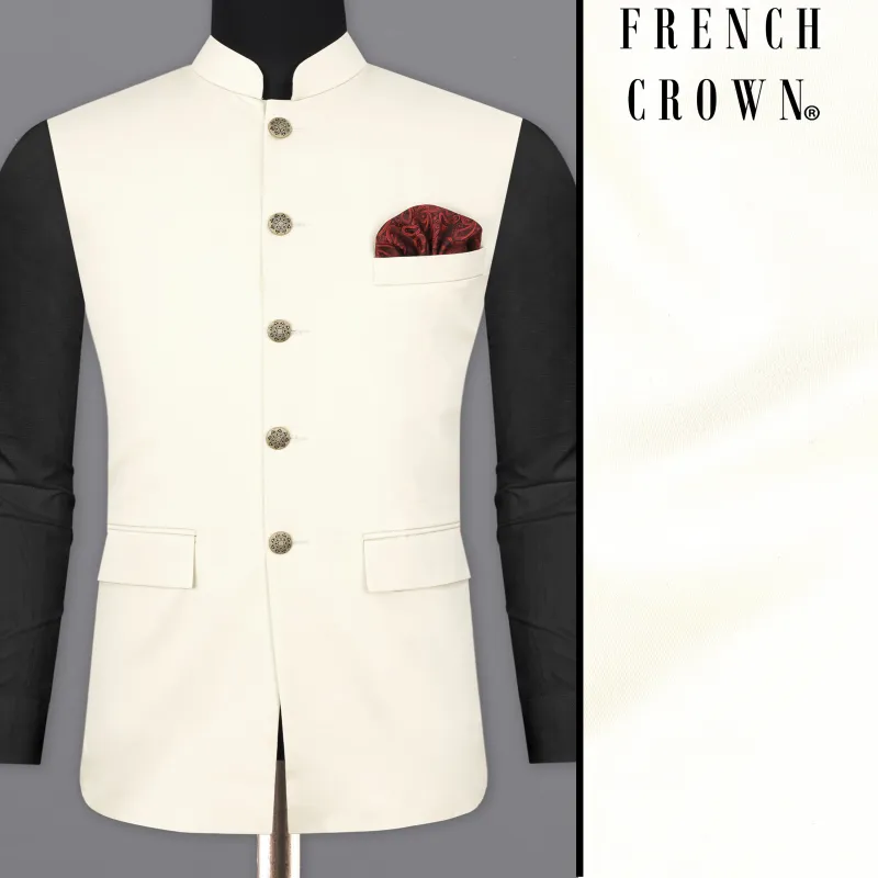 Meriono White Premium Cotton Nehru Jacket sold by French Crown