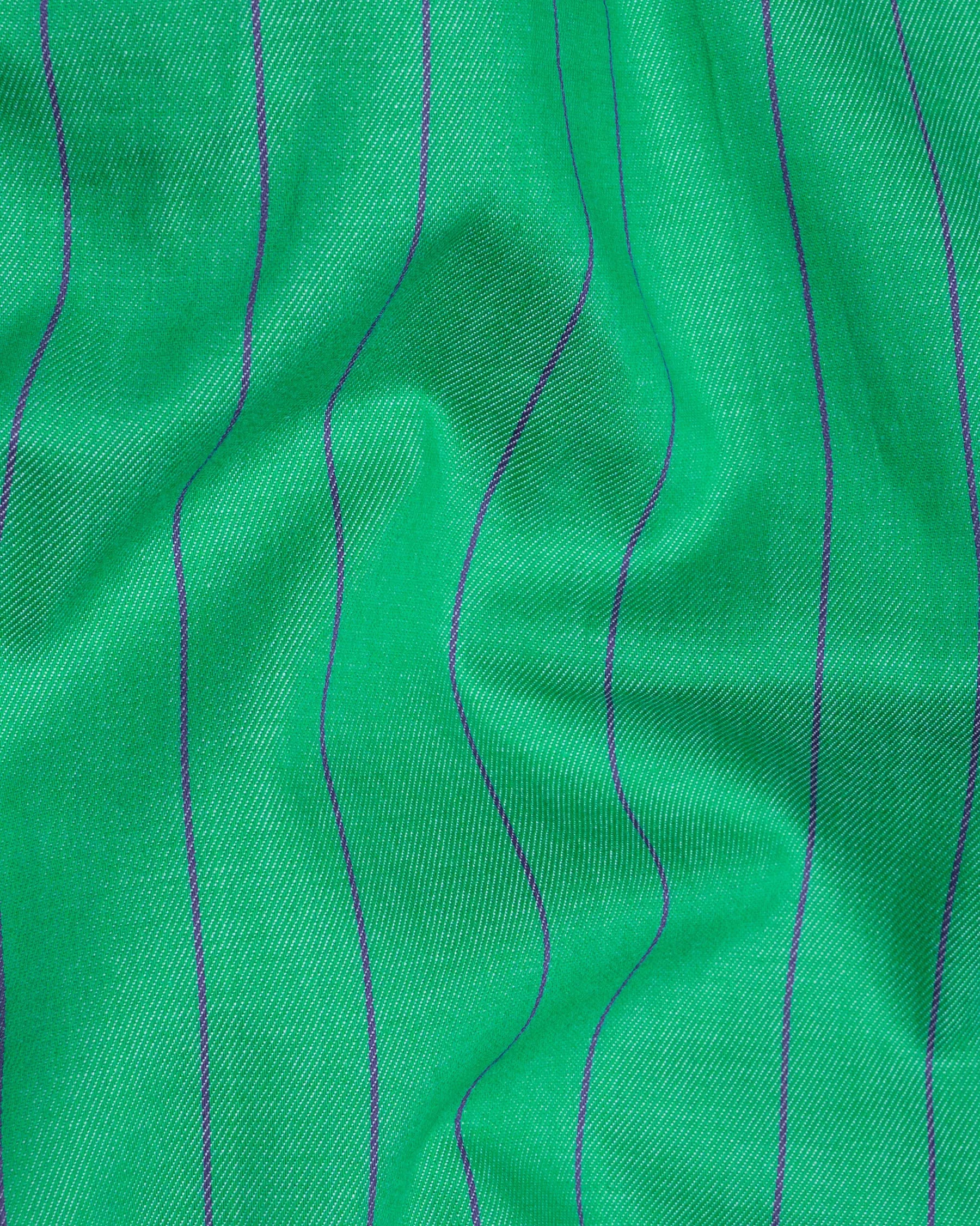 Jade Green with Bossanova Blue Striped Royal Oxford Shirt sold by French Crown product image thumbnail 2