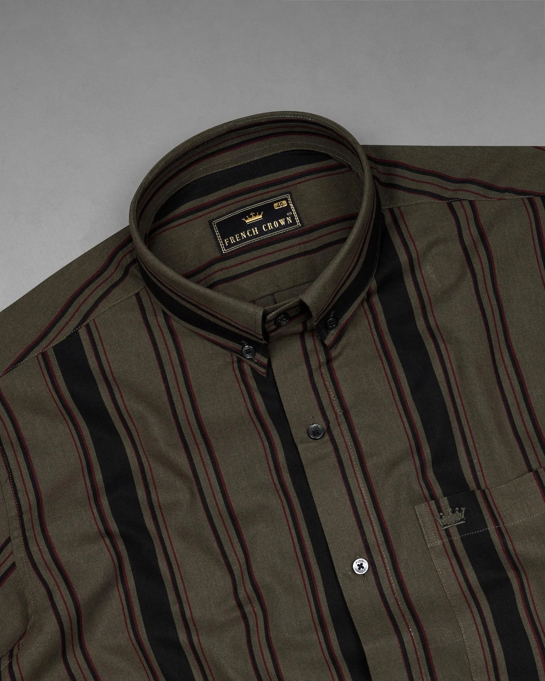 Vampire Brown Striped Royal Oxford Shirt sold by French Crown product image thumbnail 4