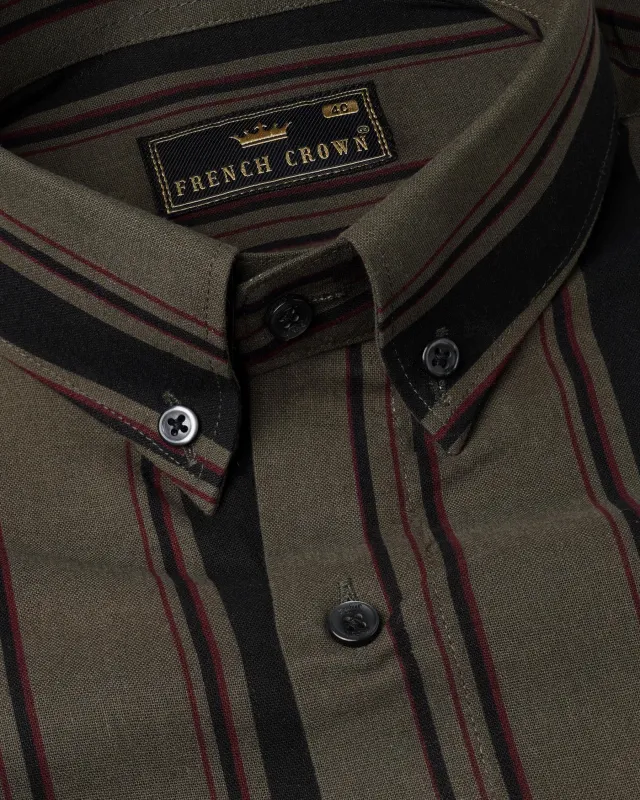 Vampire Brown Striped Royal Oxford Shirt sold by French Crown