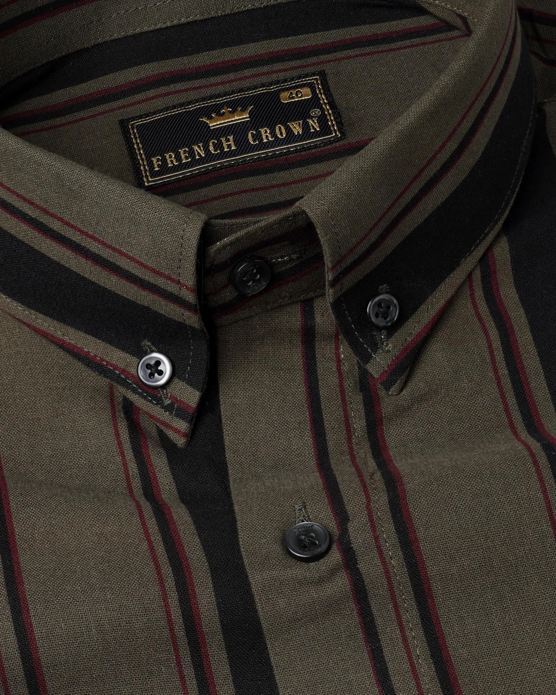 Vampire Brown Striped Royal Oxford Shirt sold by French Crown