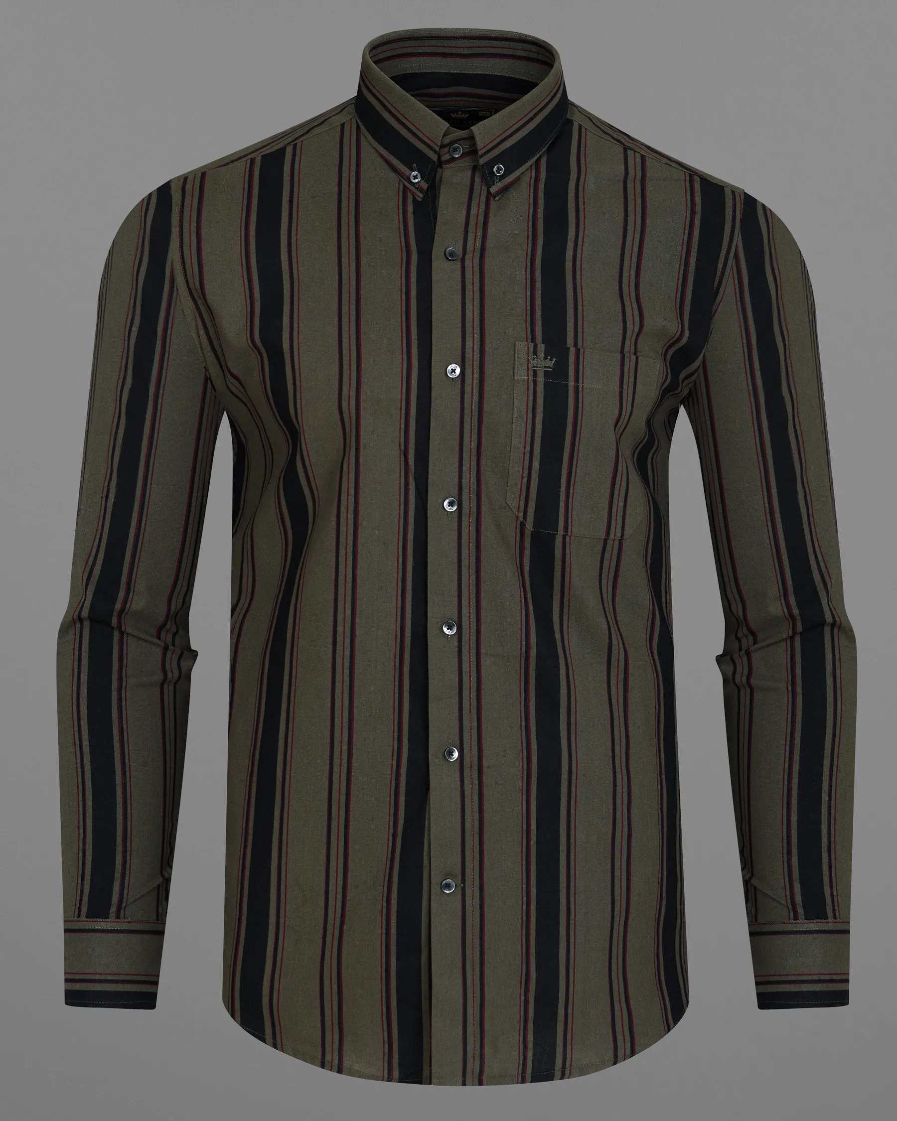 Vampire Brown Striped Royal Oxford Shirt sold by French Crown product image thumbnail 5