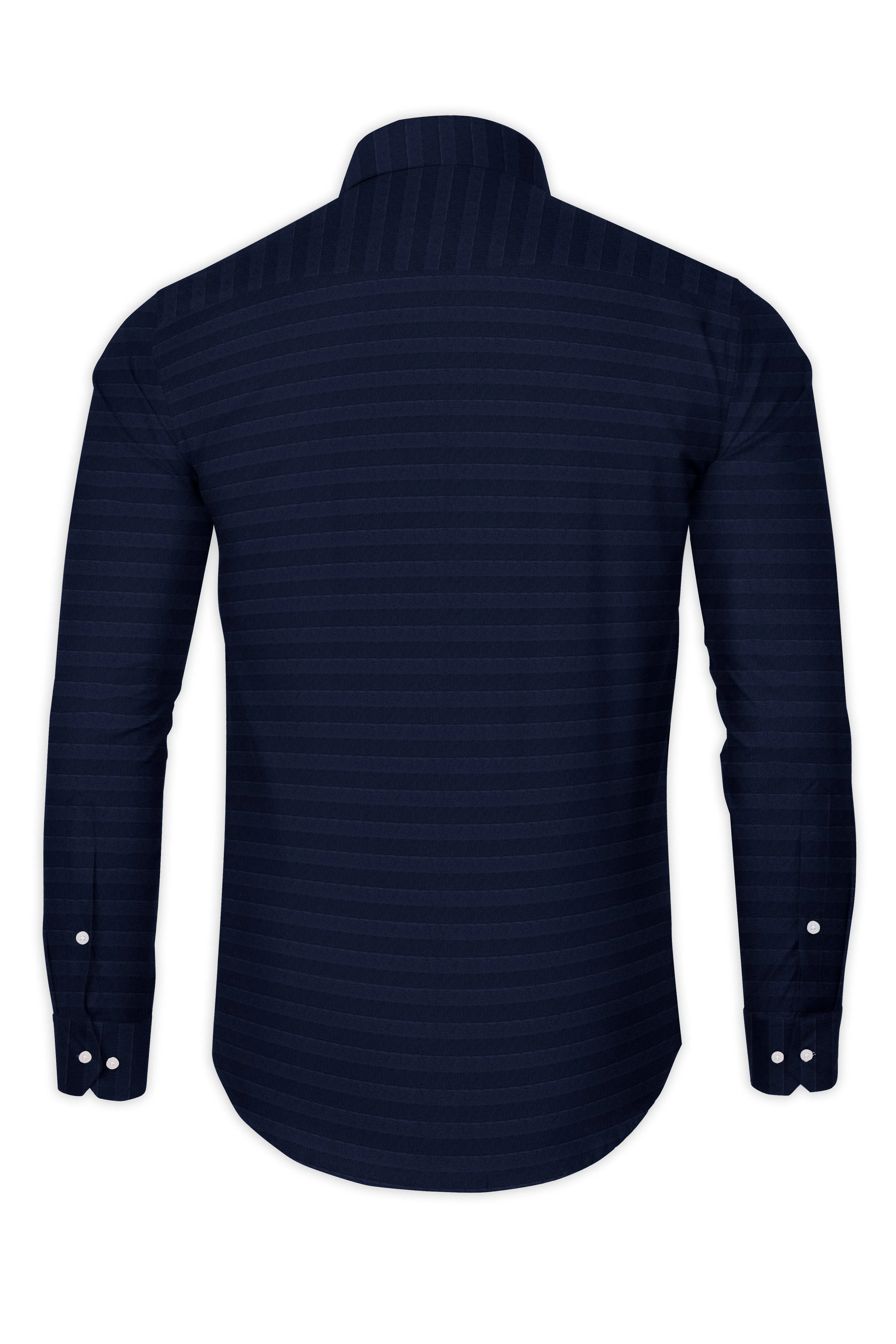 Mirage Blue horizontal striped Dobby Textured Premium Giza Cotton Shirt sold by French Crown product image thumbnail 5