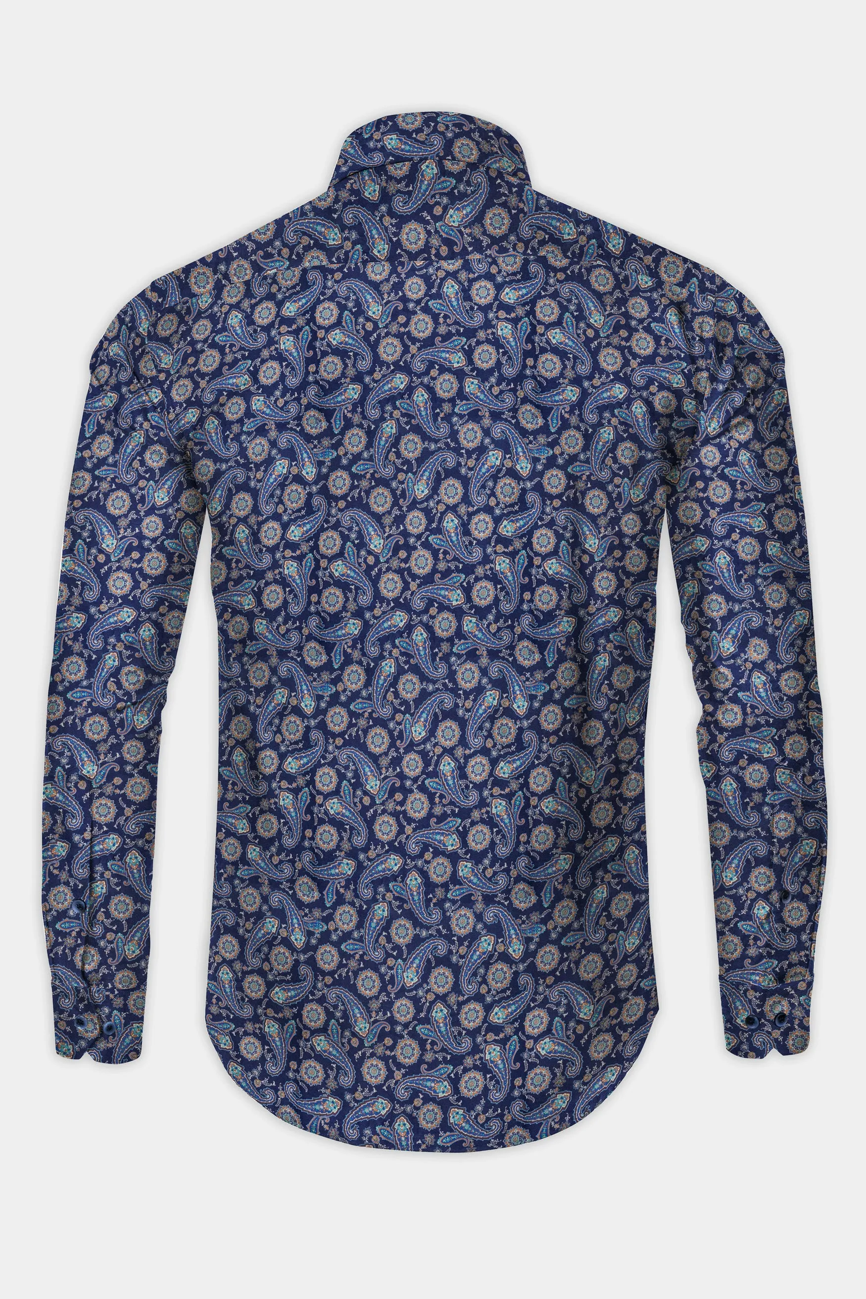 Ebony Blue Paisley Printed Super Soft Premium Cotton Shirt sold by French Crown product image thumbnail 5