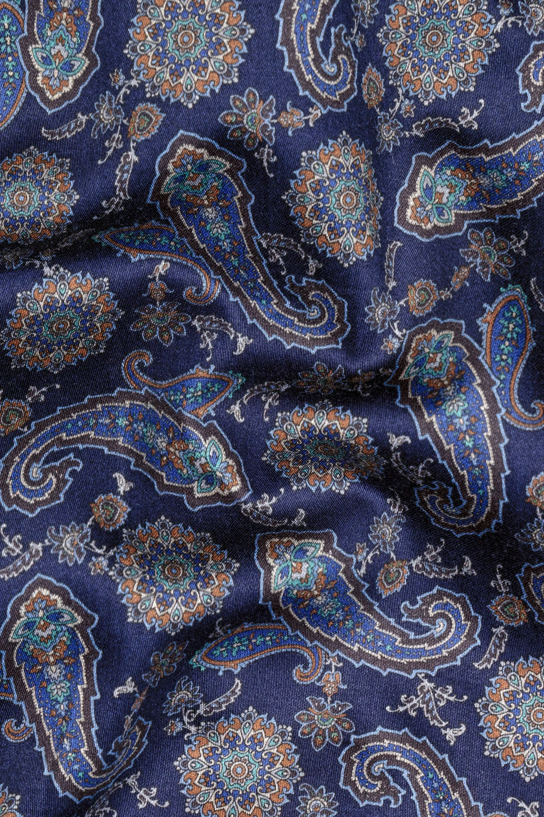 Ebony Blue Paisley Printed Super Soft Premium Cotton Shirt sold by French Crown product image thumbnail 2