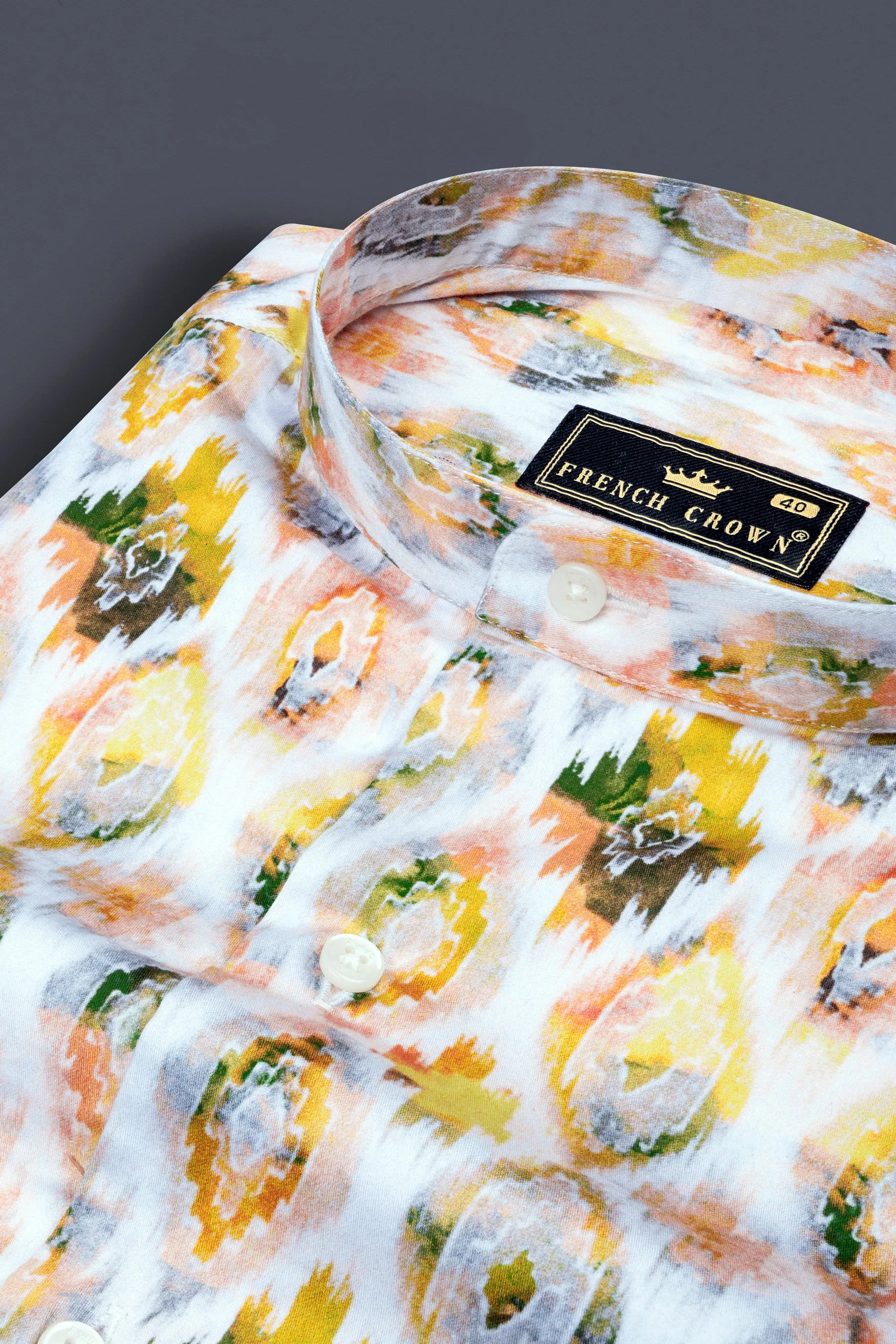 Bright White Multicolor Geometric Pattern Printed Super Soft Premium Cotton Shirt sold by French Crown