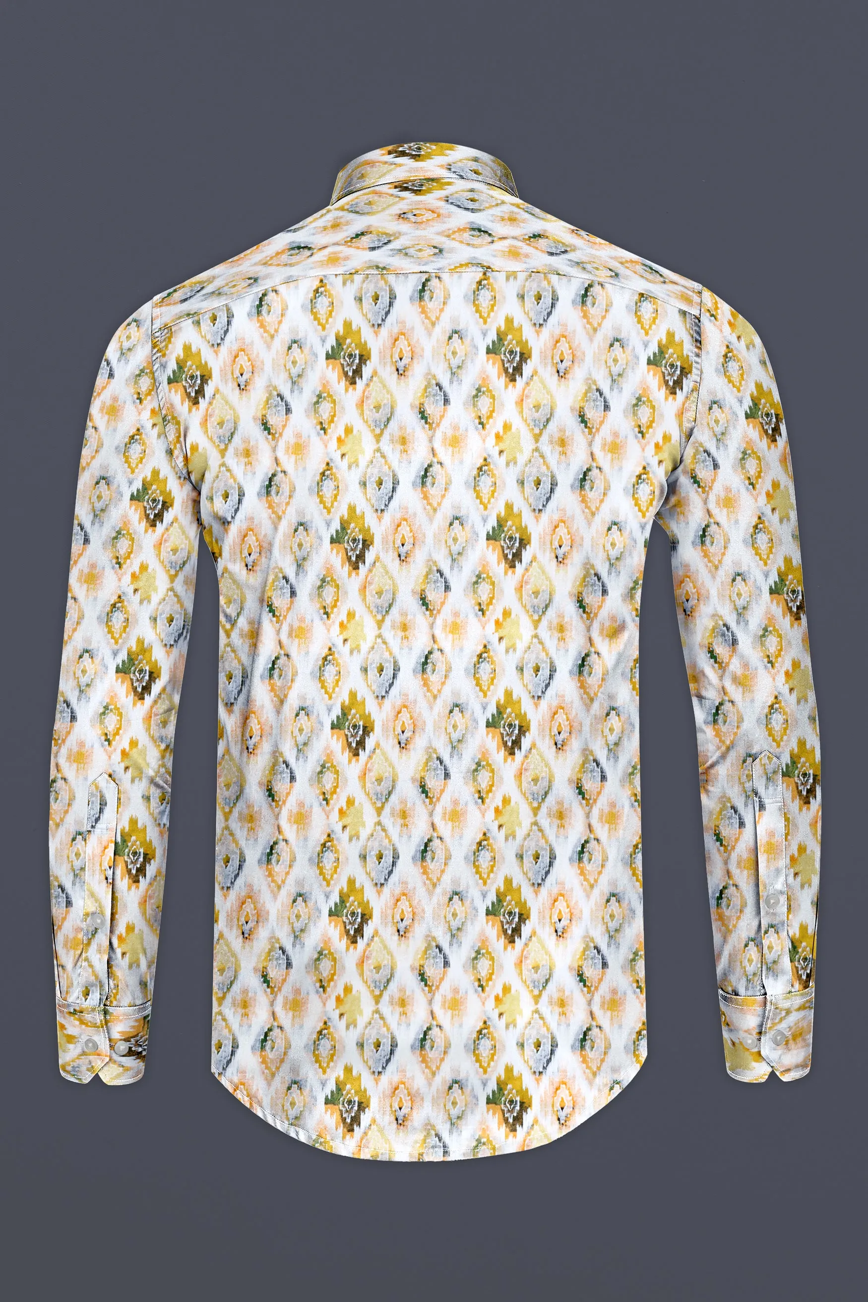 Bright White Multicolor Geometric Pattern Printed Super Soft Premium Cotton Shirt sold by French Crown product image thumbnail 5