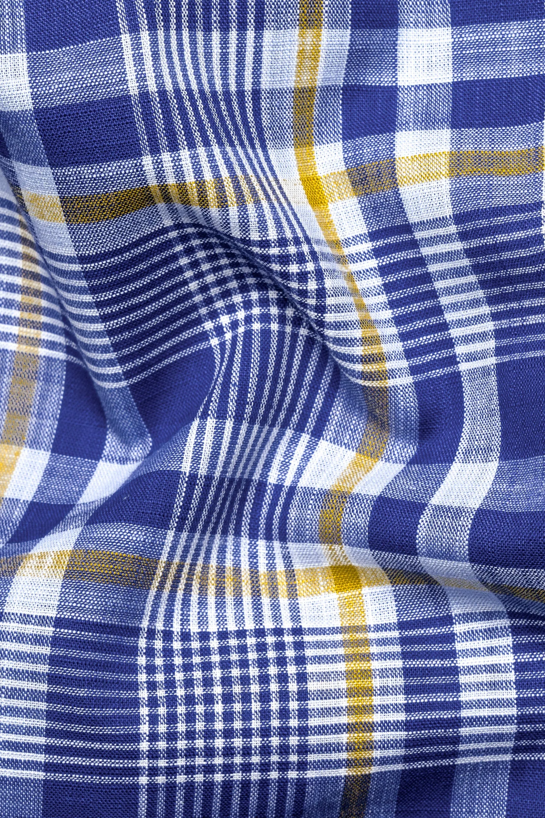 Astronaut Blue Multicolour Plaid Chambray Premium Cotton Kurta Shirt sold by French Crown product image thumbnail 3