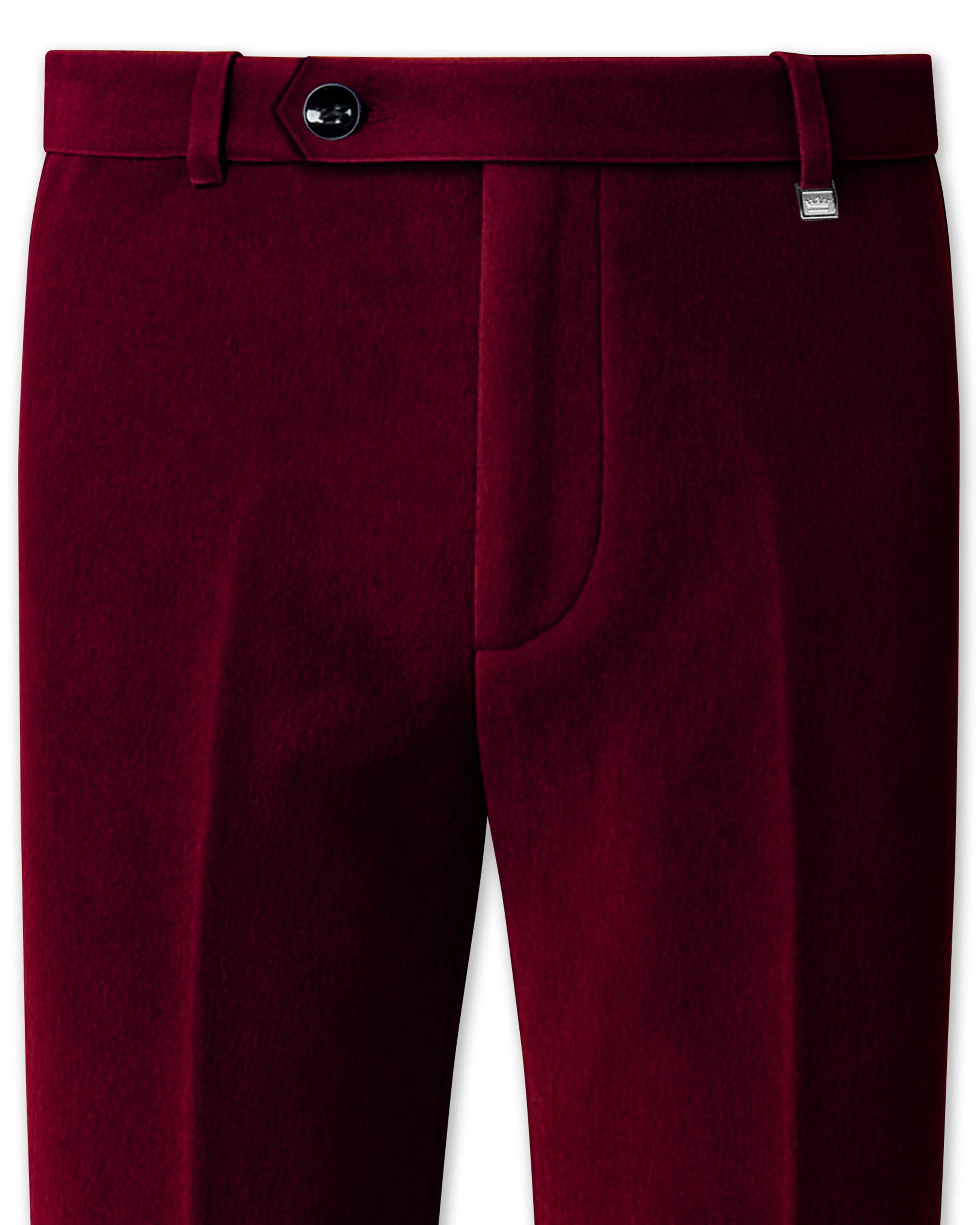 Marcrest-Bulgarian Maroon Velvet Stretchable Waistband Pant sold by French Crown
