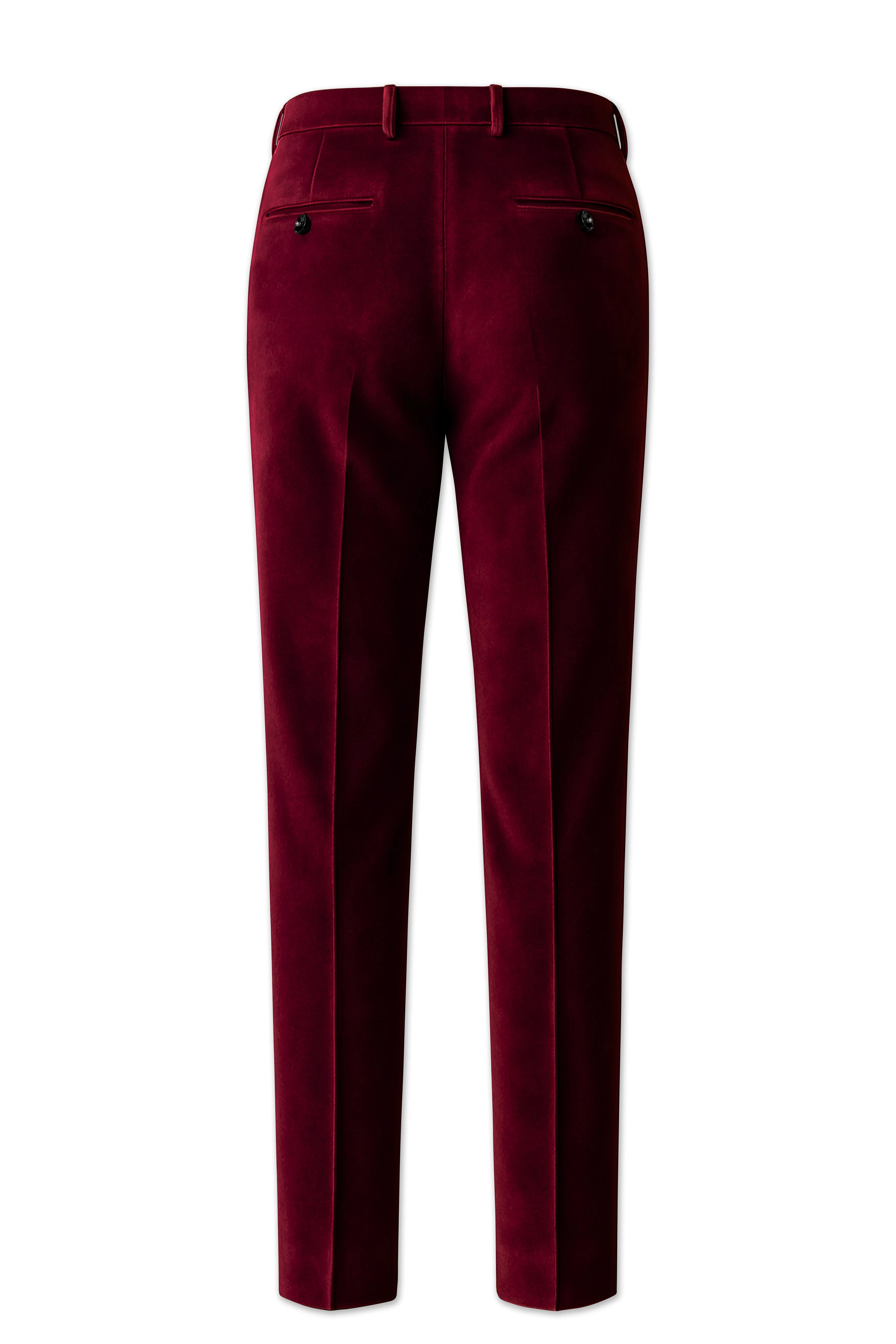 Marcrest-Bulgarian Maroon Velvet Stretchable Waistband Pant sold by French Crown product image thumbnail 5