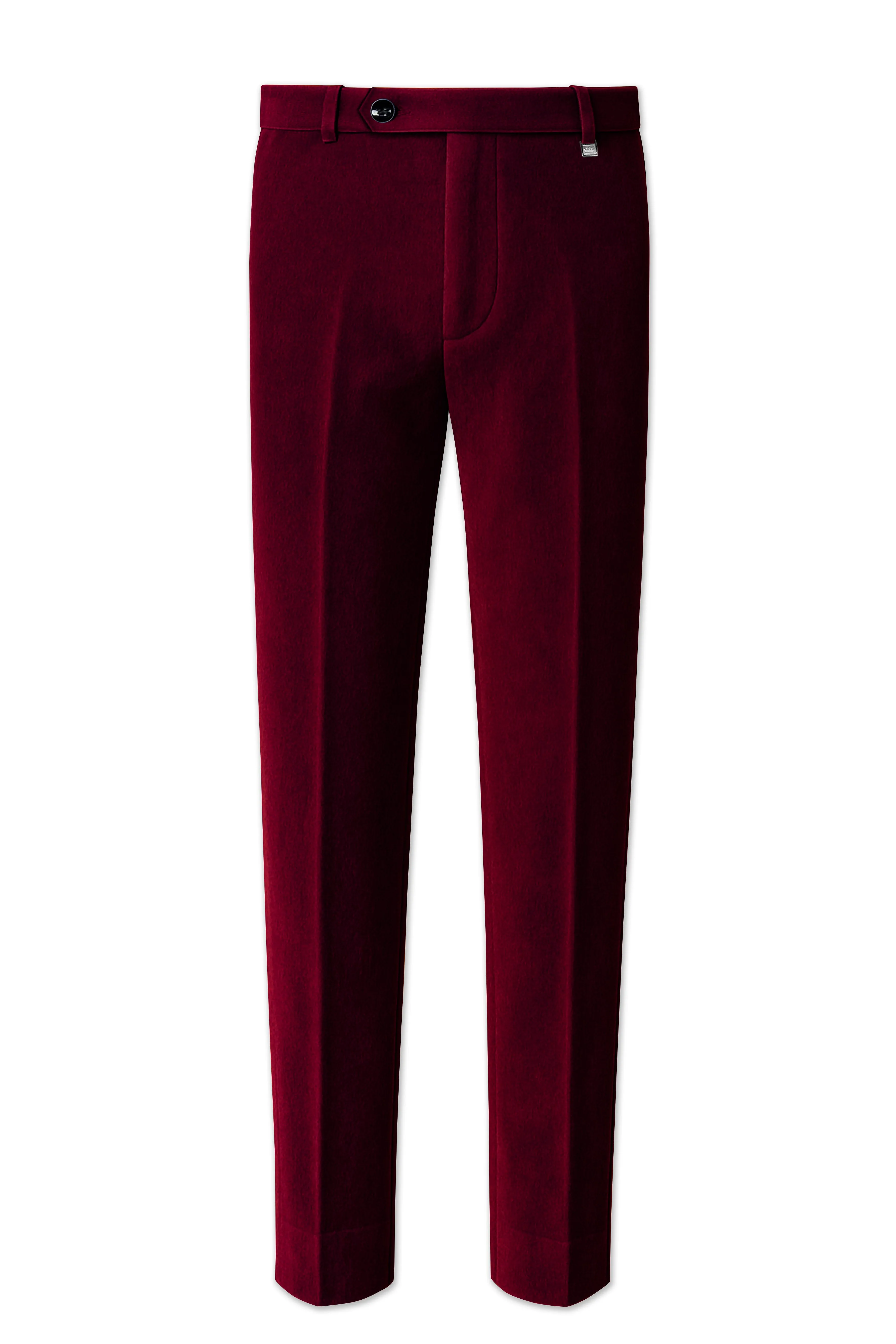 Marcrest-Bulgarian Maroon Velvet Stretchable Waistband Pant sold by French Crown product image thumbnail 2