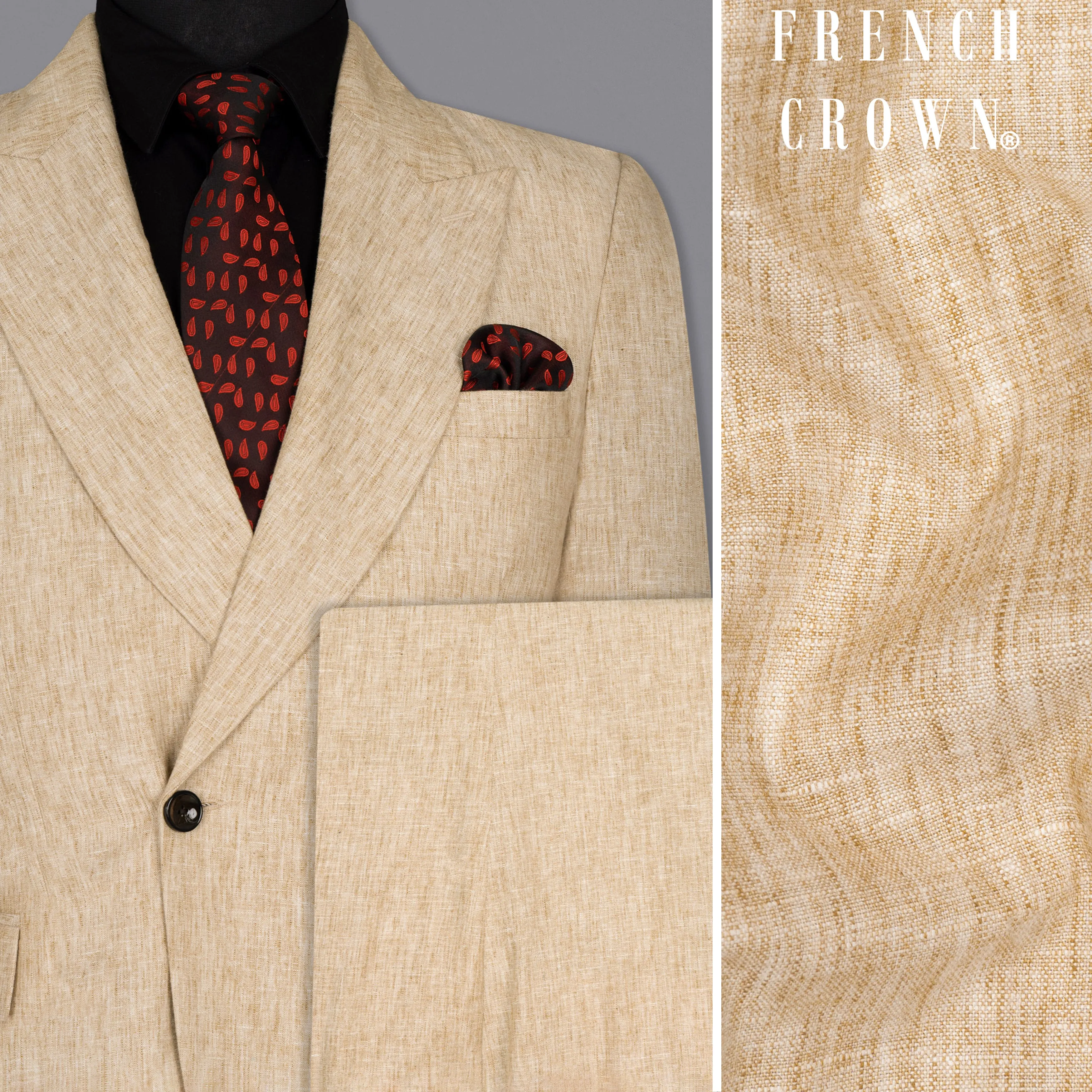 Cream Luxurious Linen Suit sold by French Crown