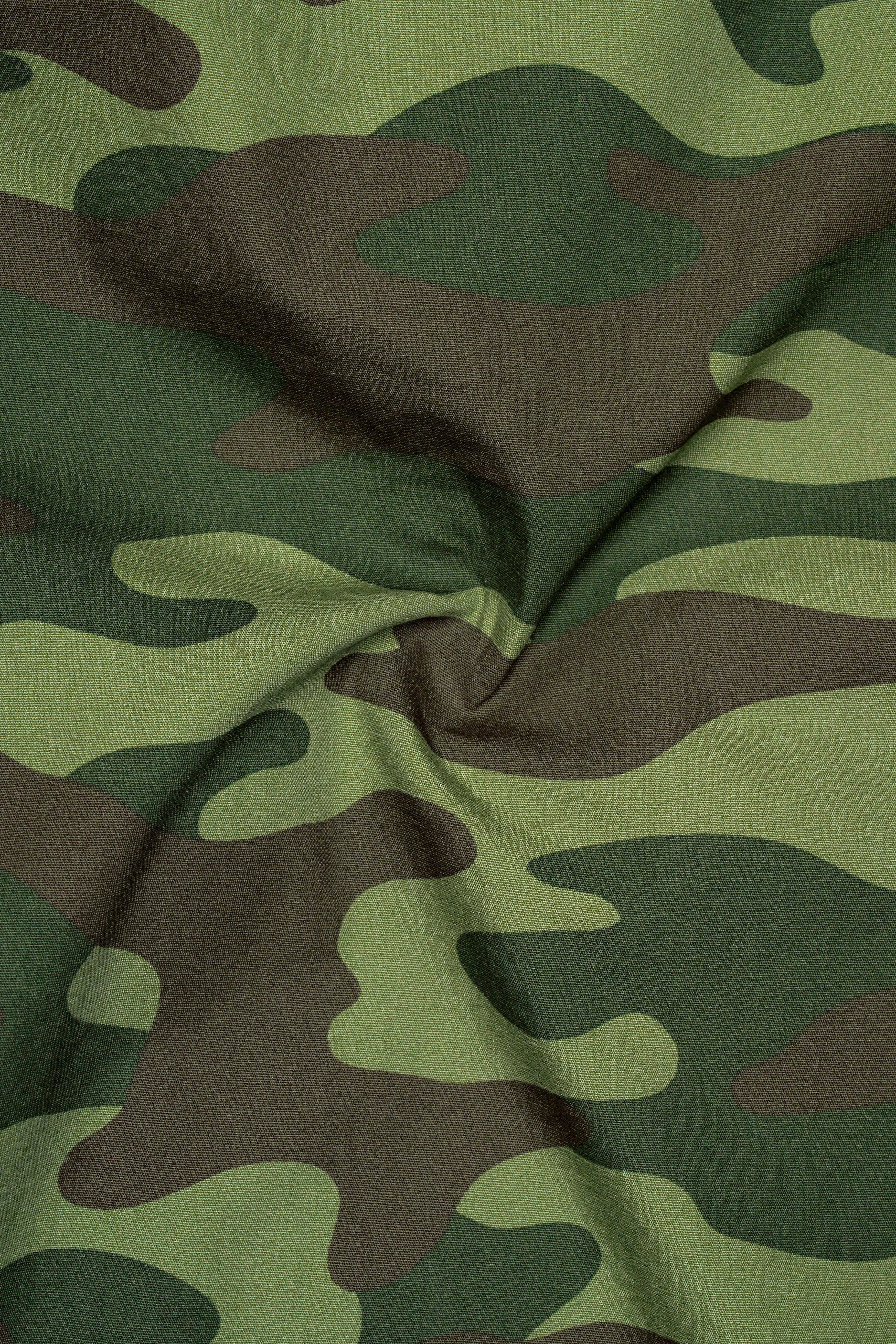 Mallard Green with Fuscous Brown Camouflage Printed Royal Oxford Designer zipper Jacket sold by French Crown product image thumbnail 3