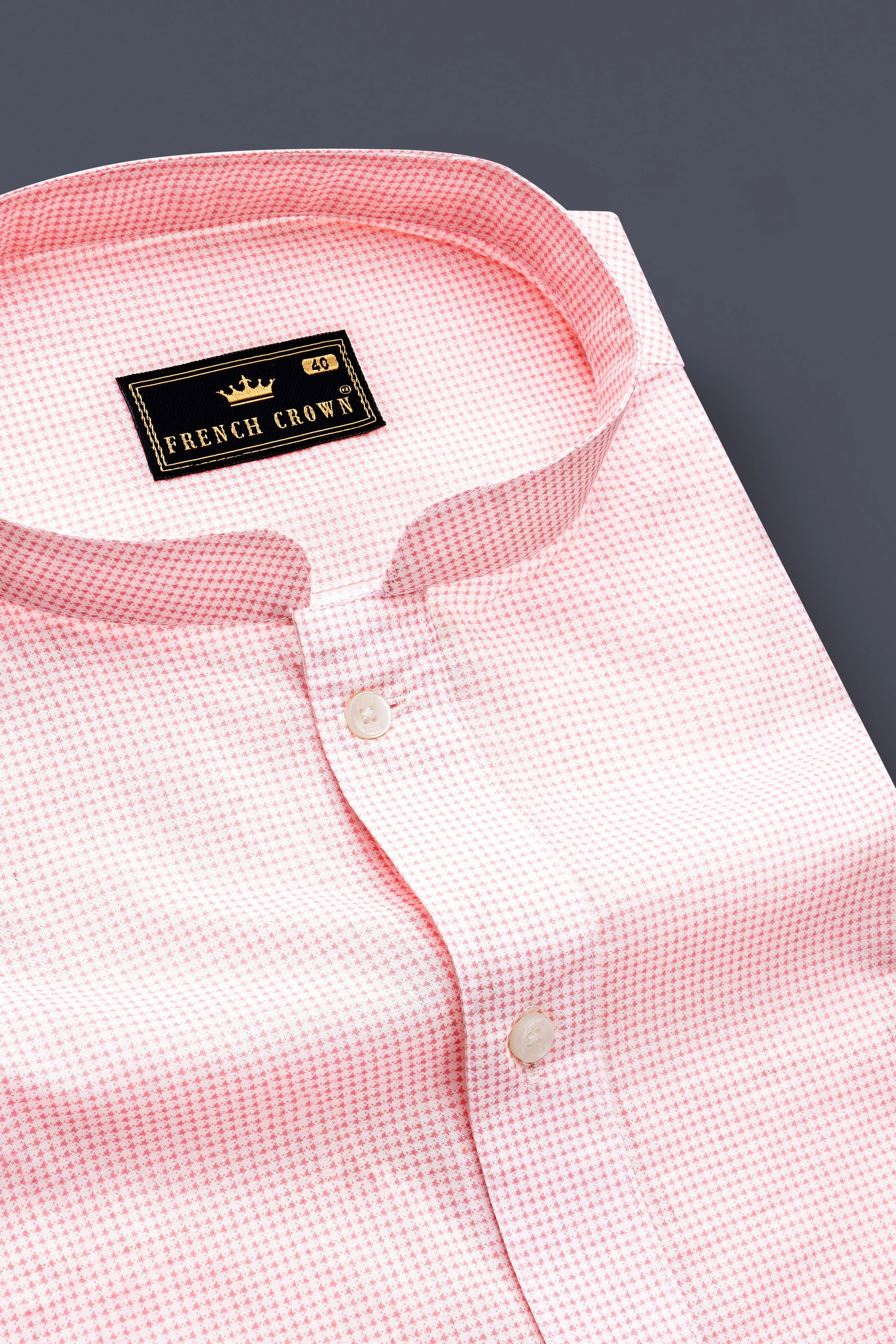 Azalea Pink and White Premium Cotton Shirt sold by French Crown product image thumbnail 4