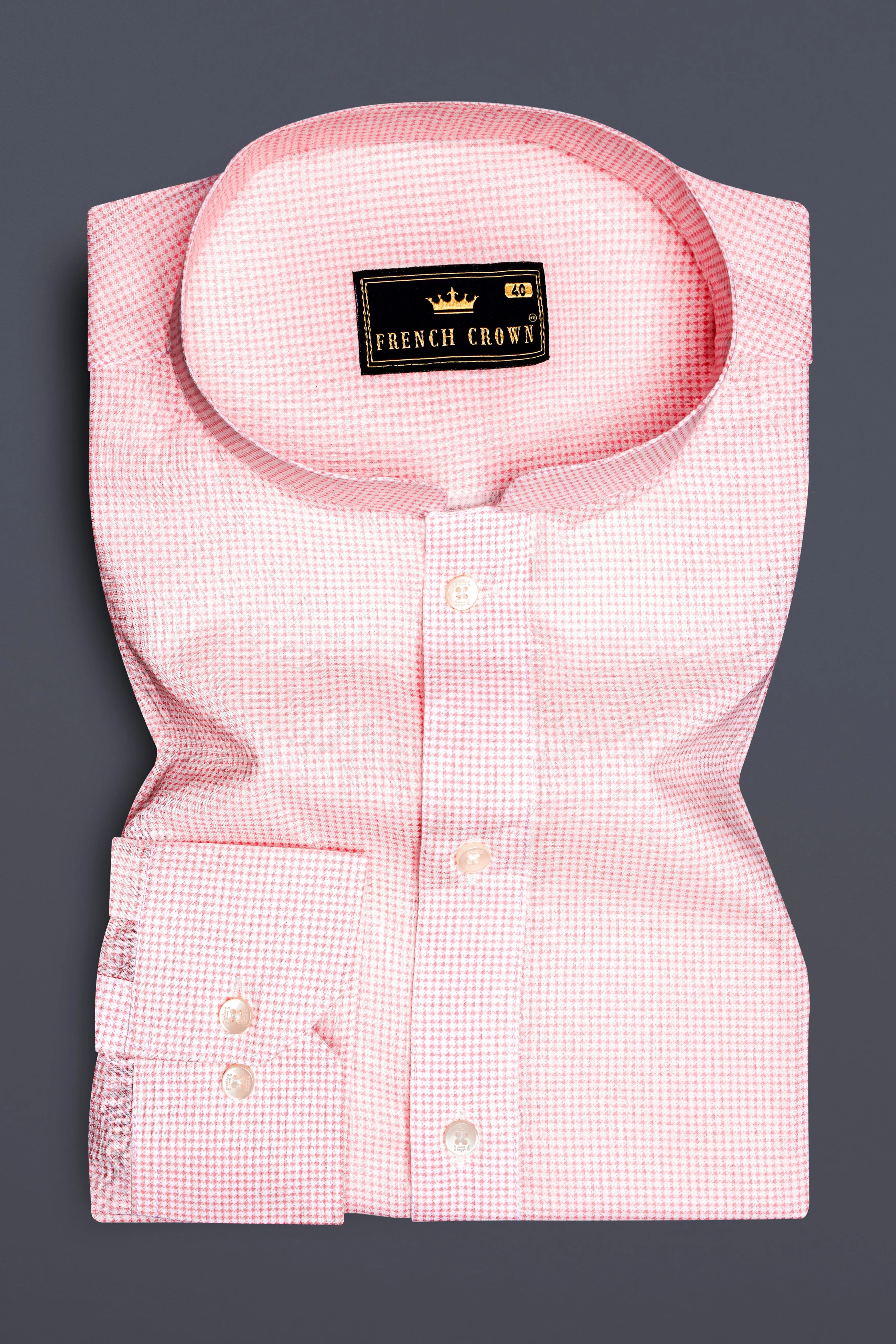 Azalea Pink and White Premium Cotton Shirt sold by French Crown product image thumbnail 5