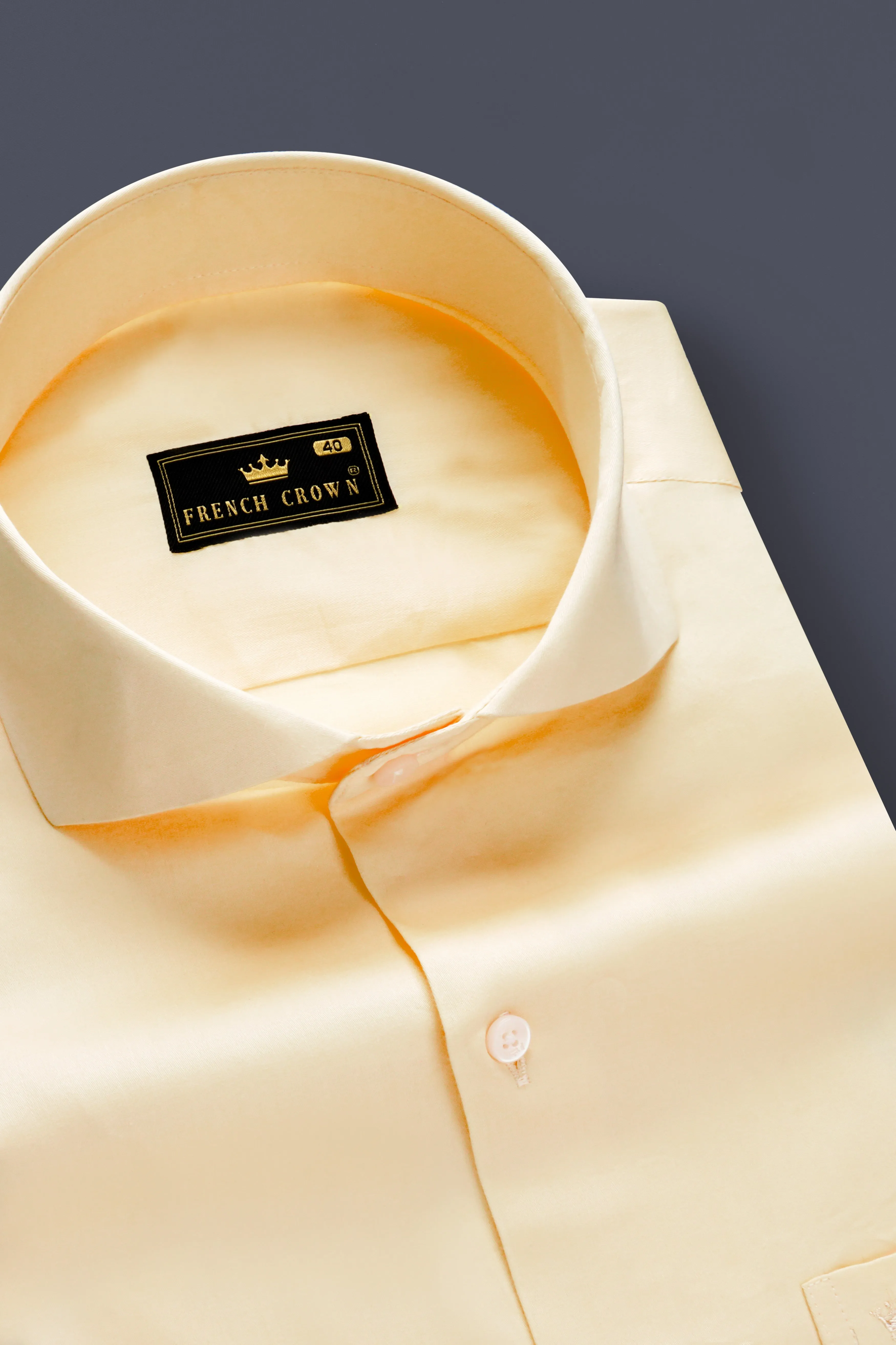 Vanilla-Almond Cream Subtle Sheen Super Soft Premium Cotton Cut Away Collar Dress Shirt sold by French Crown product image thumbnail 2