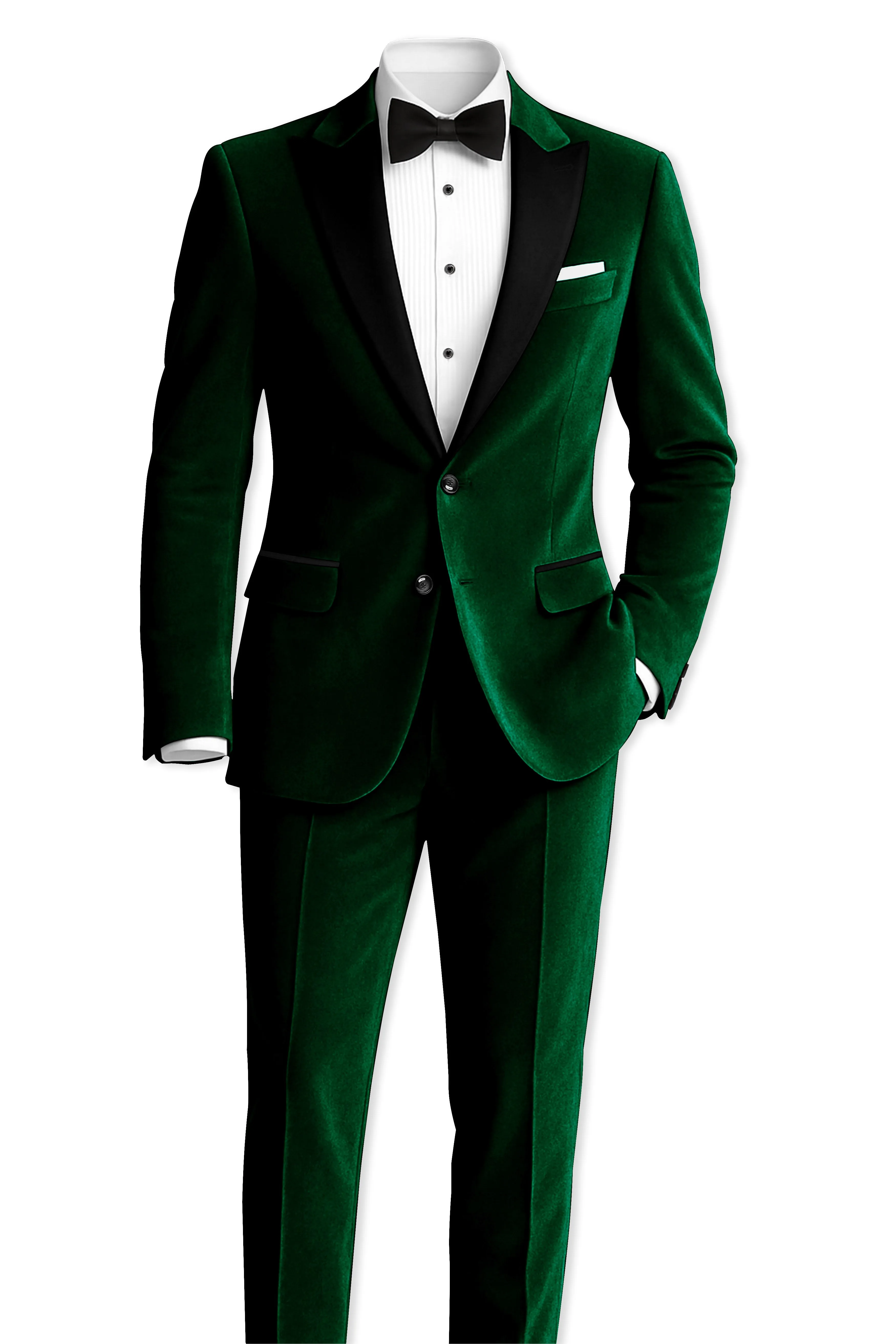 Virivell-Phthalo Green Velvet Peak Lapel Tuxedo Suit sold by French Crown product image thumbnail 4