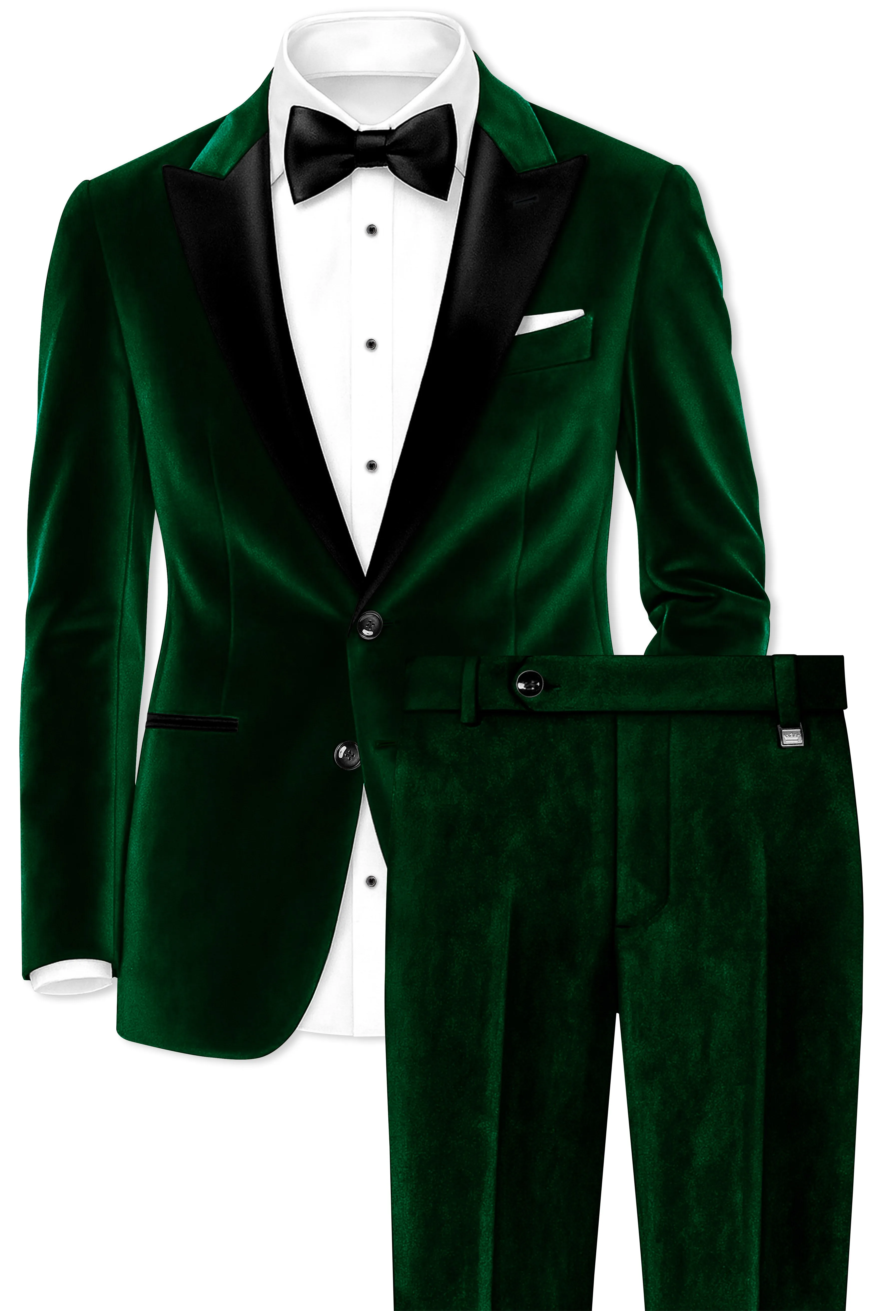 Virivell-Phthalo Green Velvet Peak Lapel Tuxedo Suit sold by French Crown product image thumbnail 2