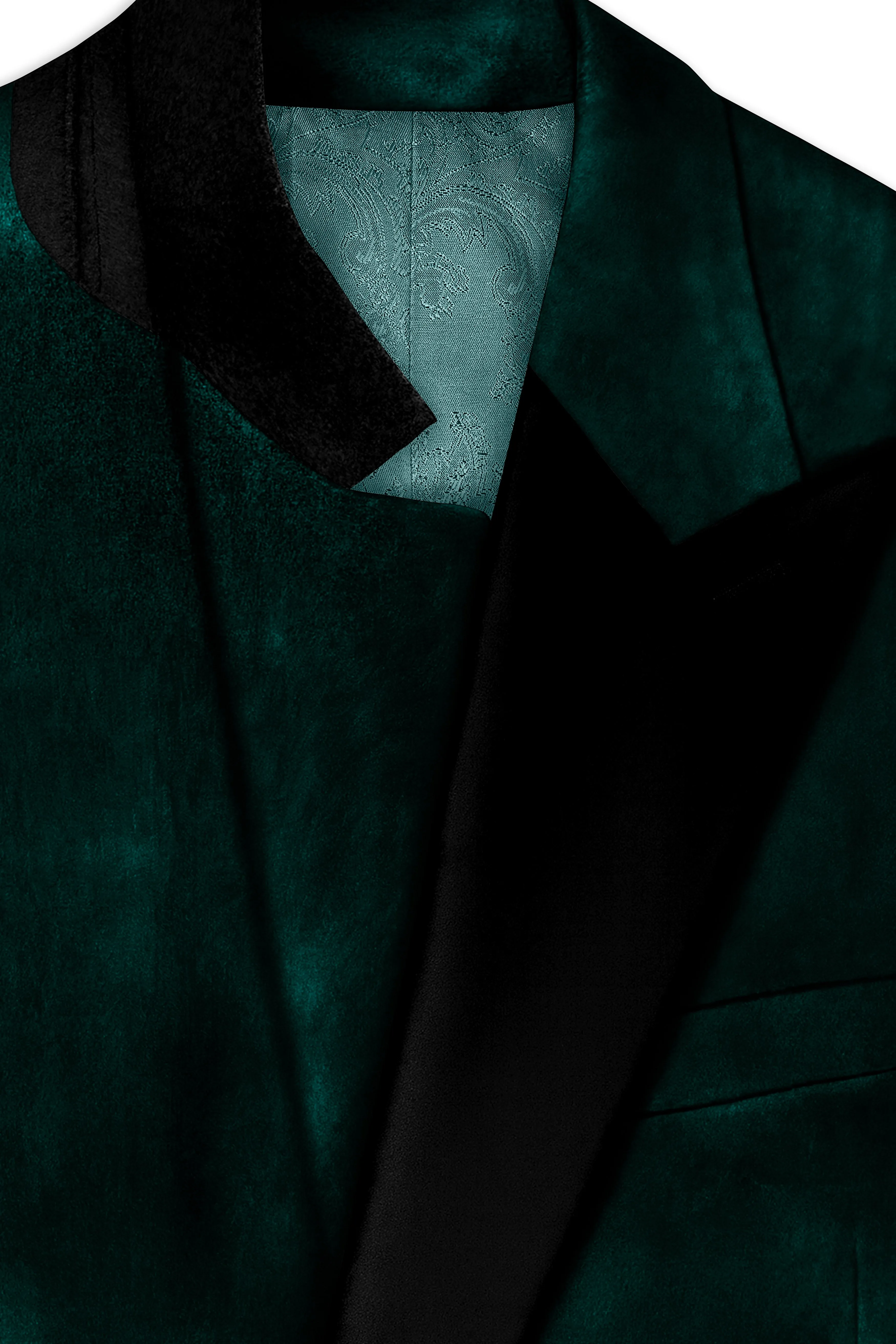 Emerivell-Racing Green Velvet Peak Lapel Tuxedo Blazer sold by French Crown product image thumbnail 4