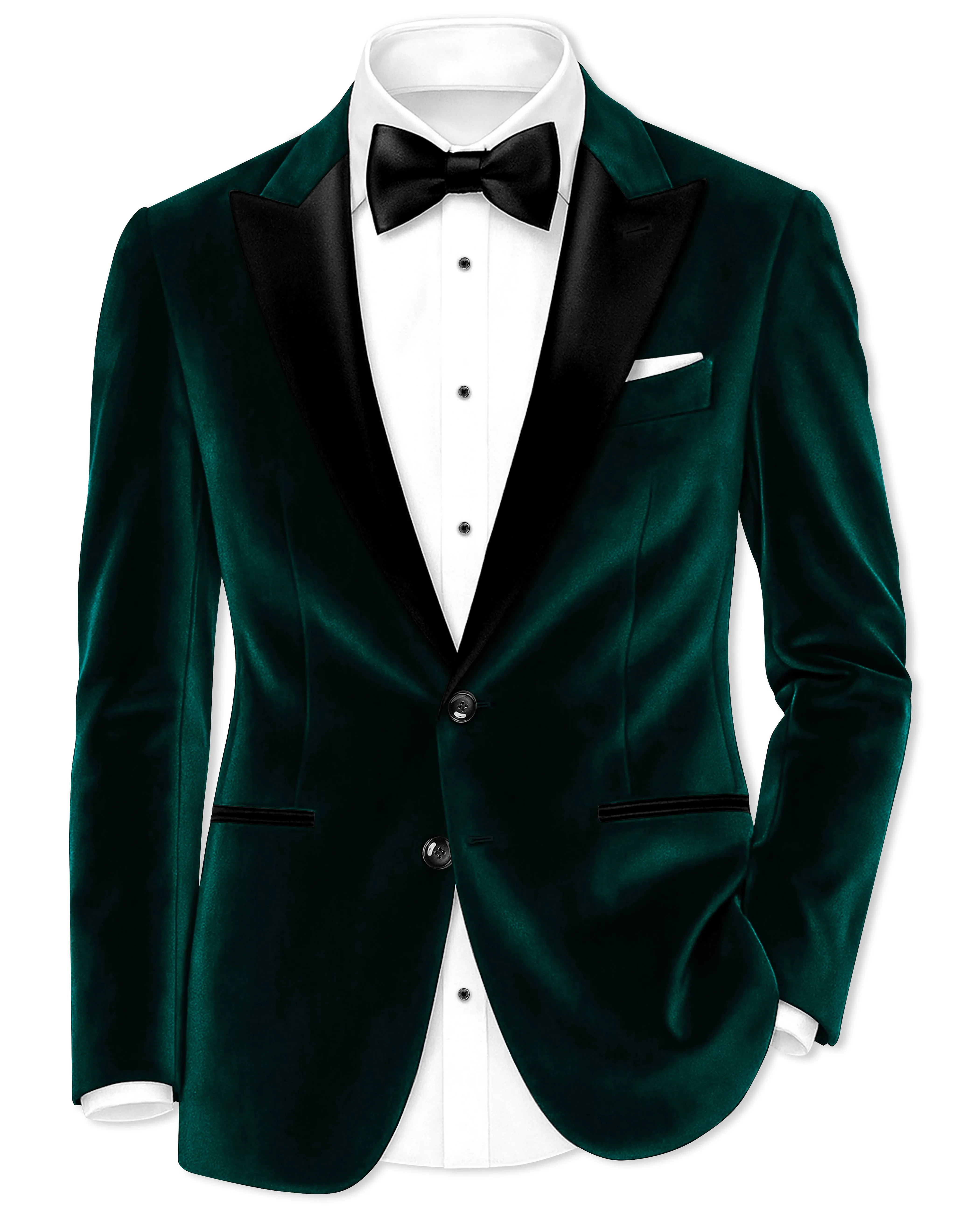 Emerivell-Racing Green Velvet Peak Lapel Tuxedo Blazer sold by French Crown