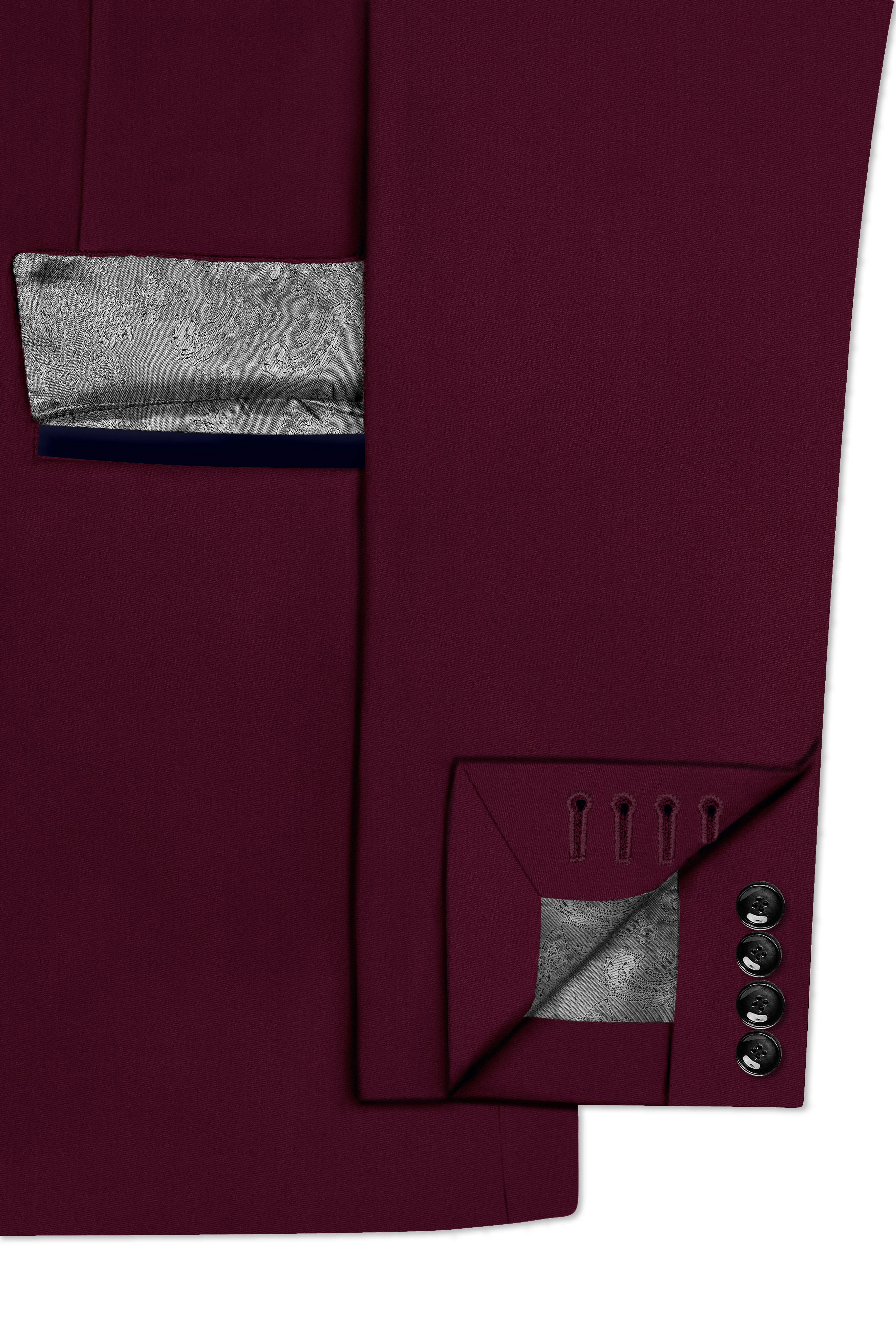 Regal Maroon-Tamarind With Blue Lepal Solid Wool Rich Tuxedo Blazer sold by French Crown product image thumbnail 5