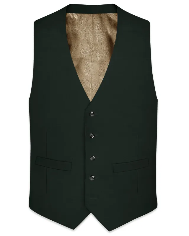 Virenza-Rangoon Green Solid Premium Cotton Waistcoat sold by French Crown