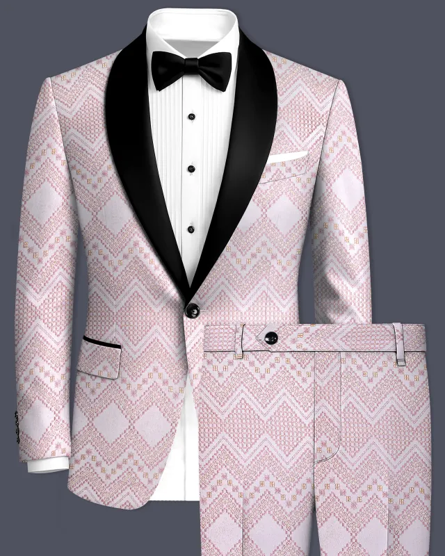 Florissa-Blossom Pink  Chevron Sequin And Slik Thread Embroidered Tuxedo Suit sold by French Crown