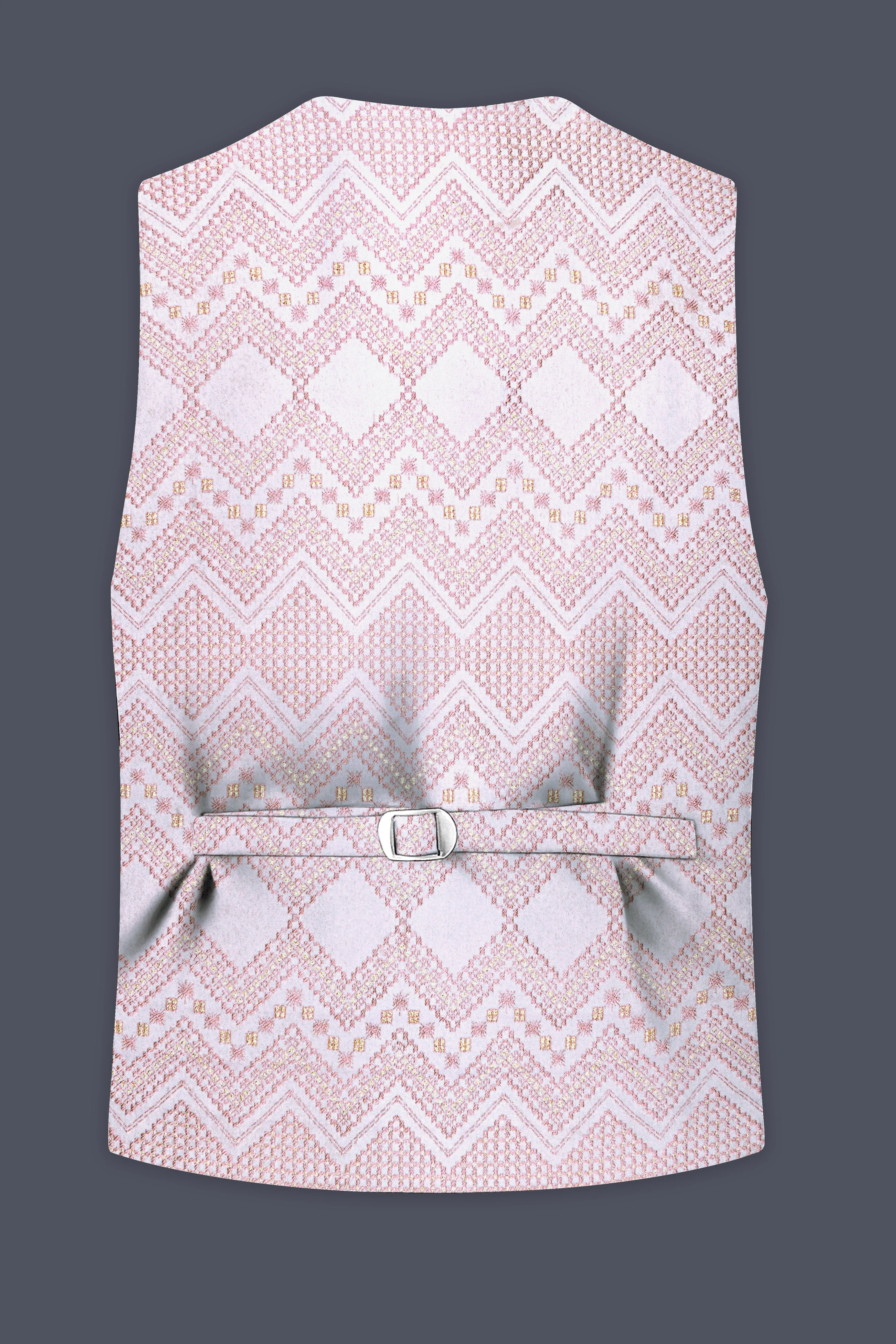 Florissa-Blossom Pink Chevron Sequin And Slik Thread Embroidered Waistcoat sold by French Crown product image thumbnail 4