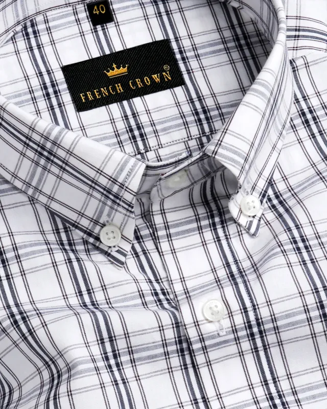 Bright White Plaid Premium Cotton Shirt sold by French Crown