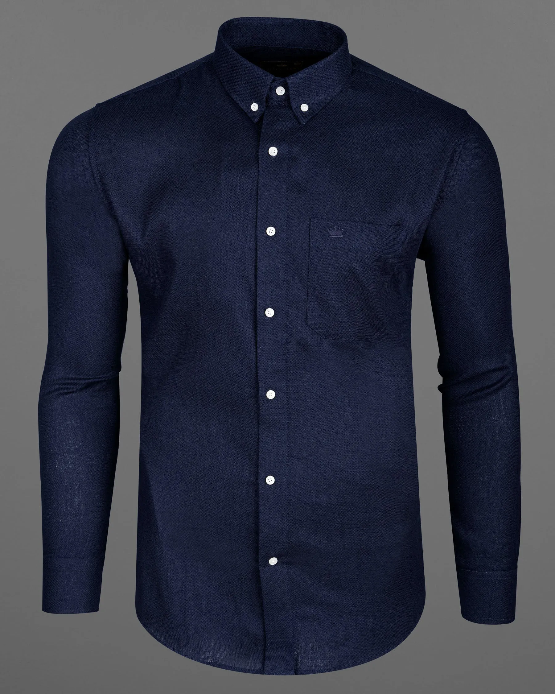 Rhino Blue Dobby Textured Premium Giza Cotton Shirt sold by French Crown product image thumbnail 5