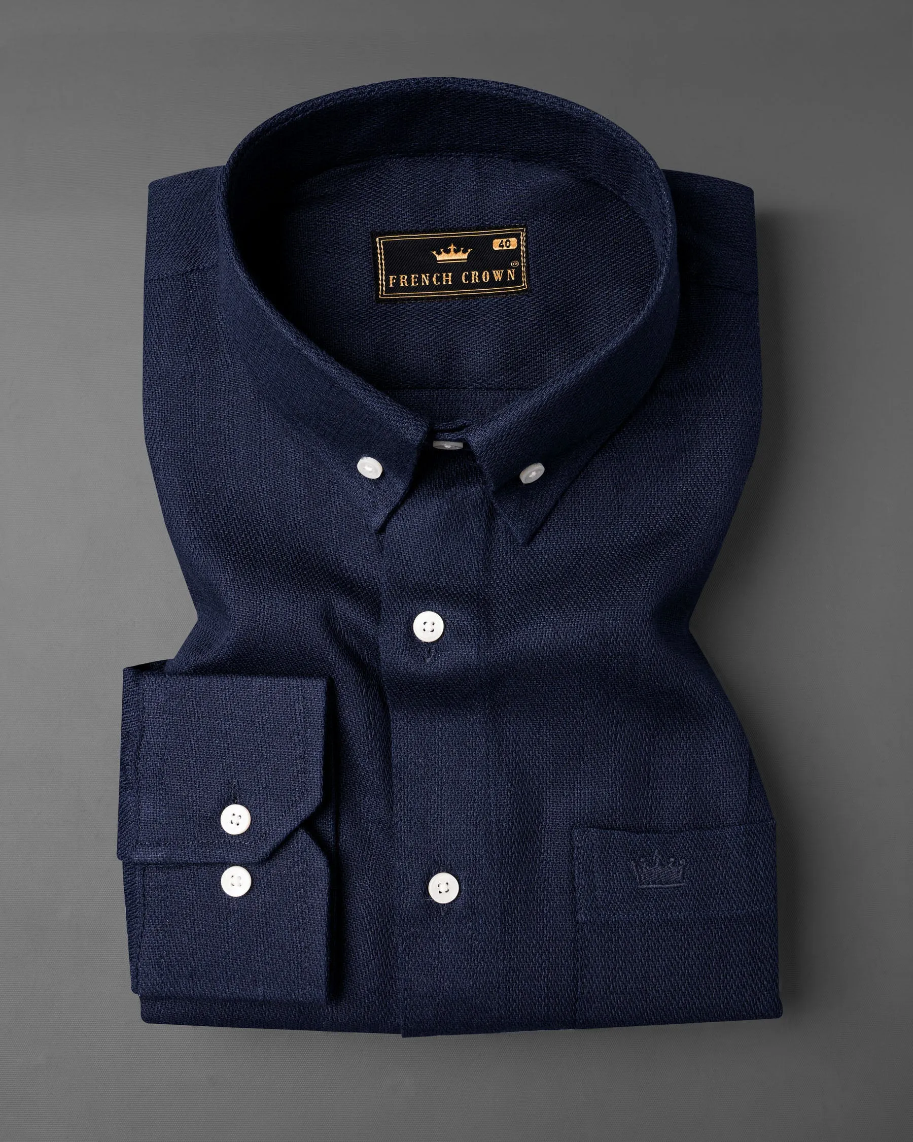 Rhino Blue Dobby Textured Premium Giza Cotton Shirt sold by French Crown product image thumbnail 3