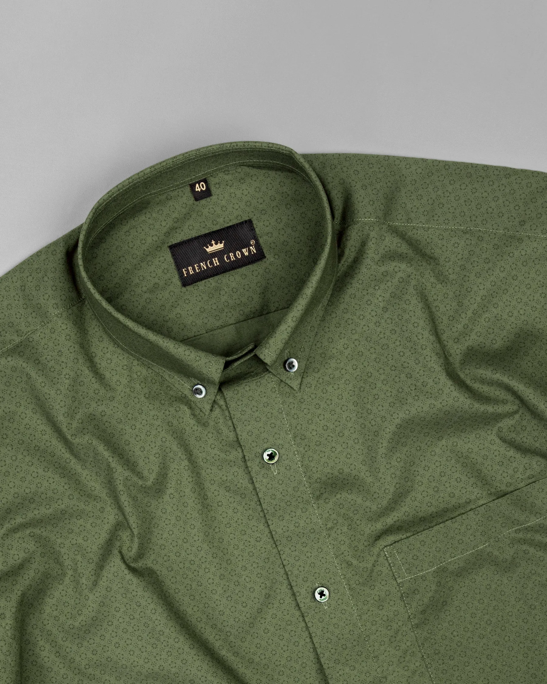 Hemlock Green Printed Premium Cotton Shirt sold by French Crown product image thumbnail 4