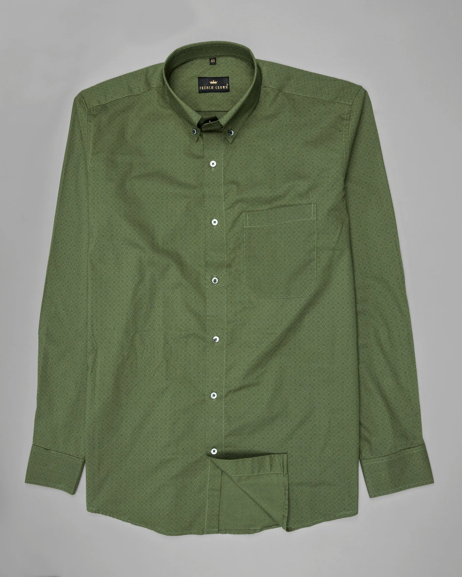 Hemlock Green Printed Premium Cotton Shirt sold by French Crown product image thumbnail 5