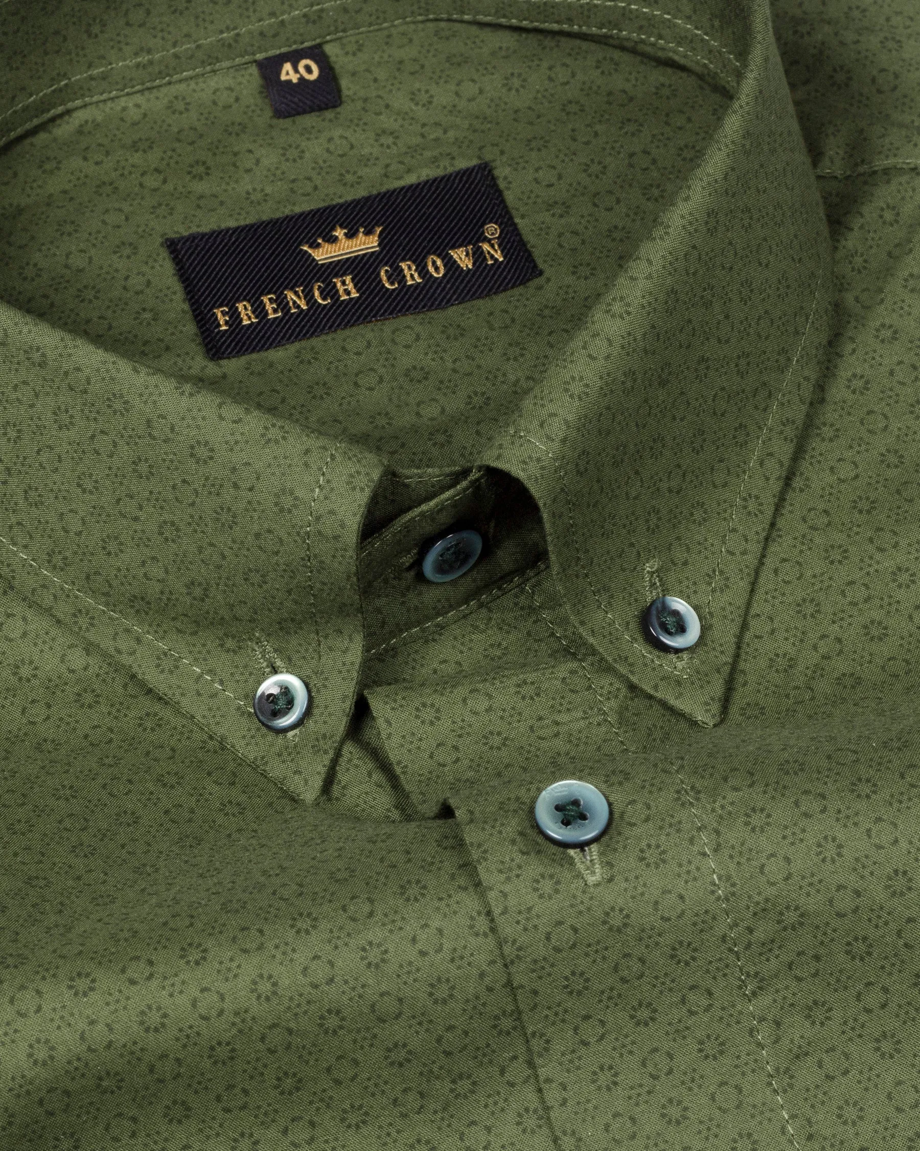 Hemlock Green Printed Premium Cotton Shirt sold by French Crown