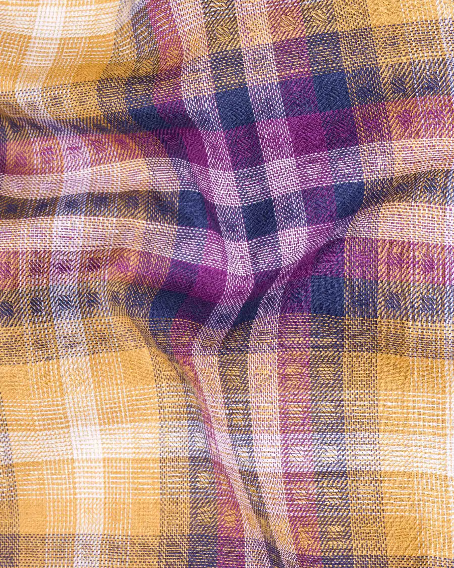 Apricot with Eminence Twill Plaid Premium Cotton Shirt sold by French Crown product image thumbnail 2