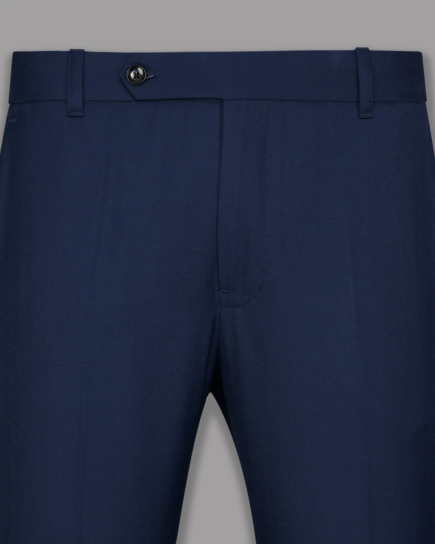 Navy Subtle Checked Wool-Silk Blend Pant sold by French Crown product image thumbnail 2