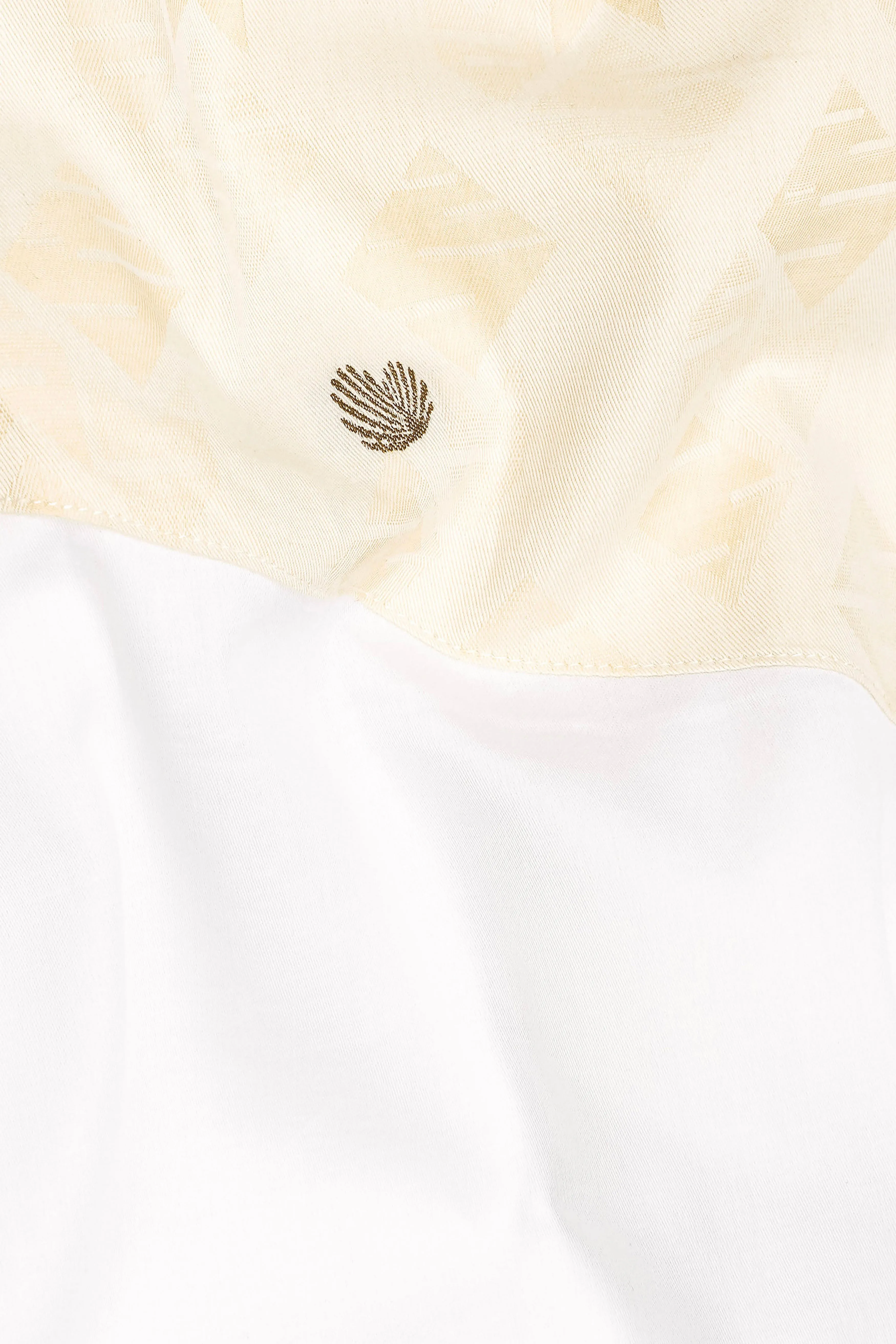 Bright White and Gin Fizz Jacquard Textured Premium Cotton Shirt sold by French Crown product image thumbnail 3