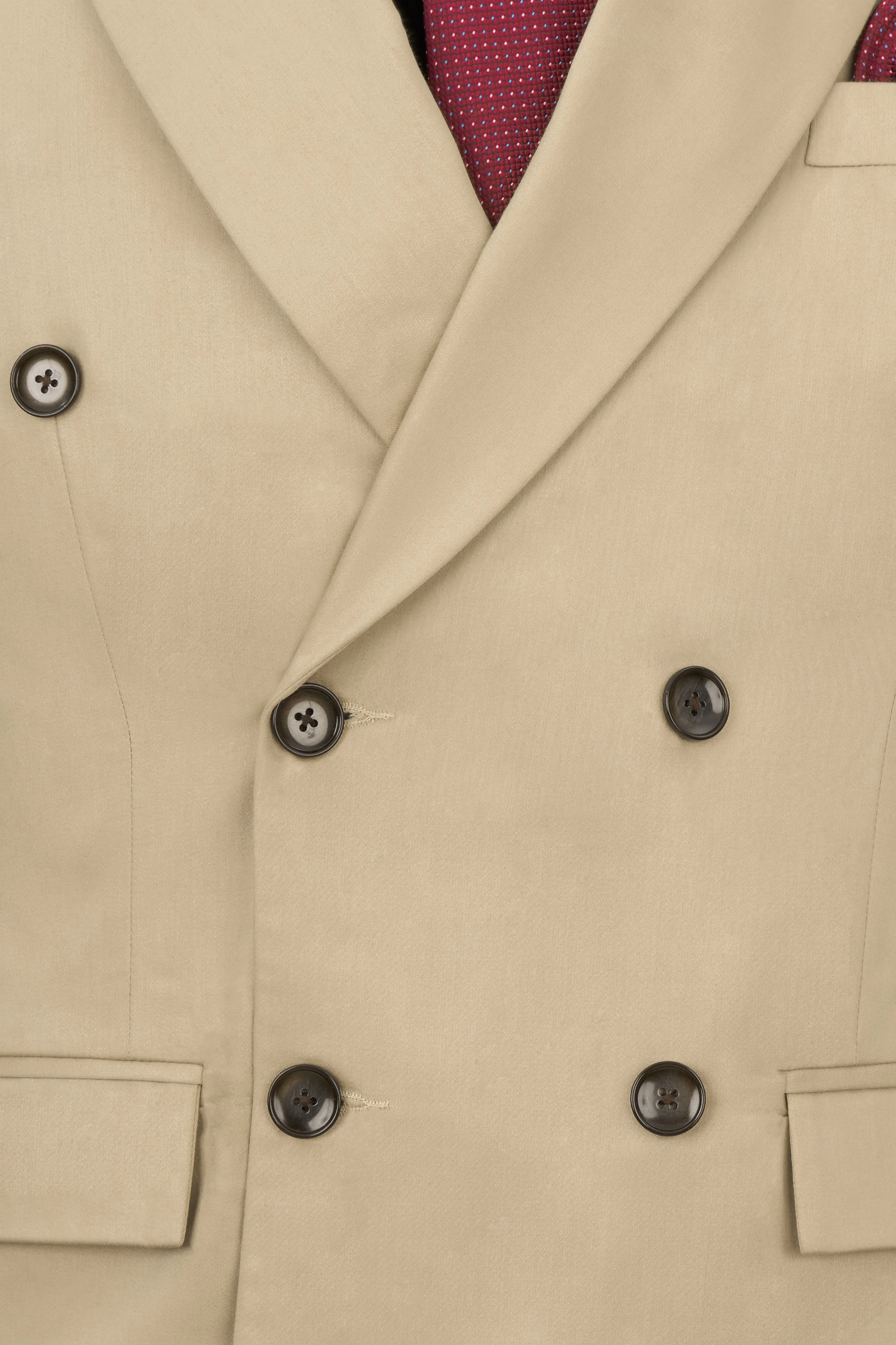 Hazelnut Subtle Sheen Wool Blend Double Breasted Blazer sold by French Crown product image thumbnail 4
