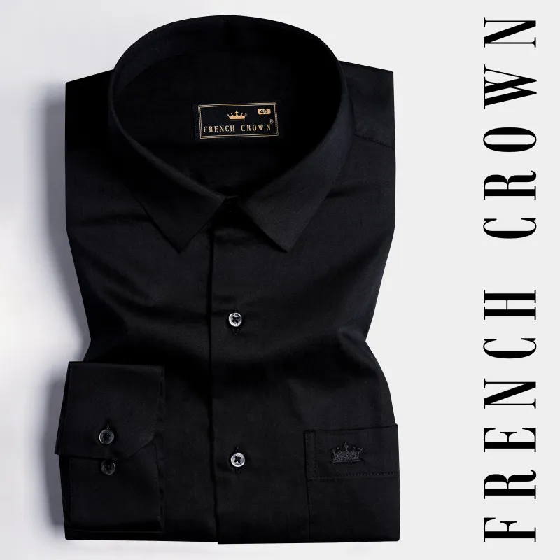 Jade Black leather elbow patch  Super Soft Premium Cotton Shirt sold by French Crown