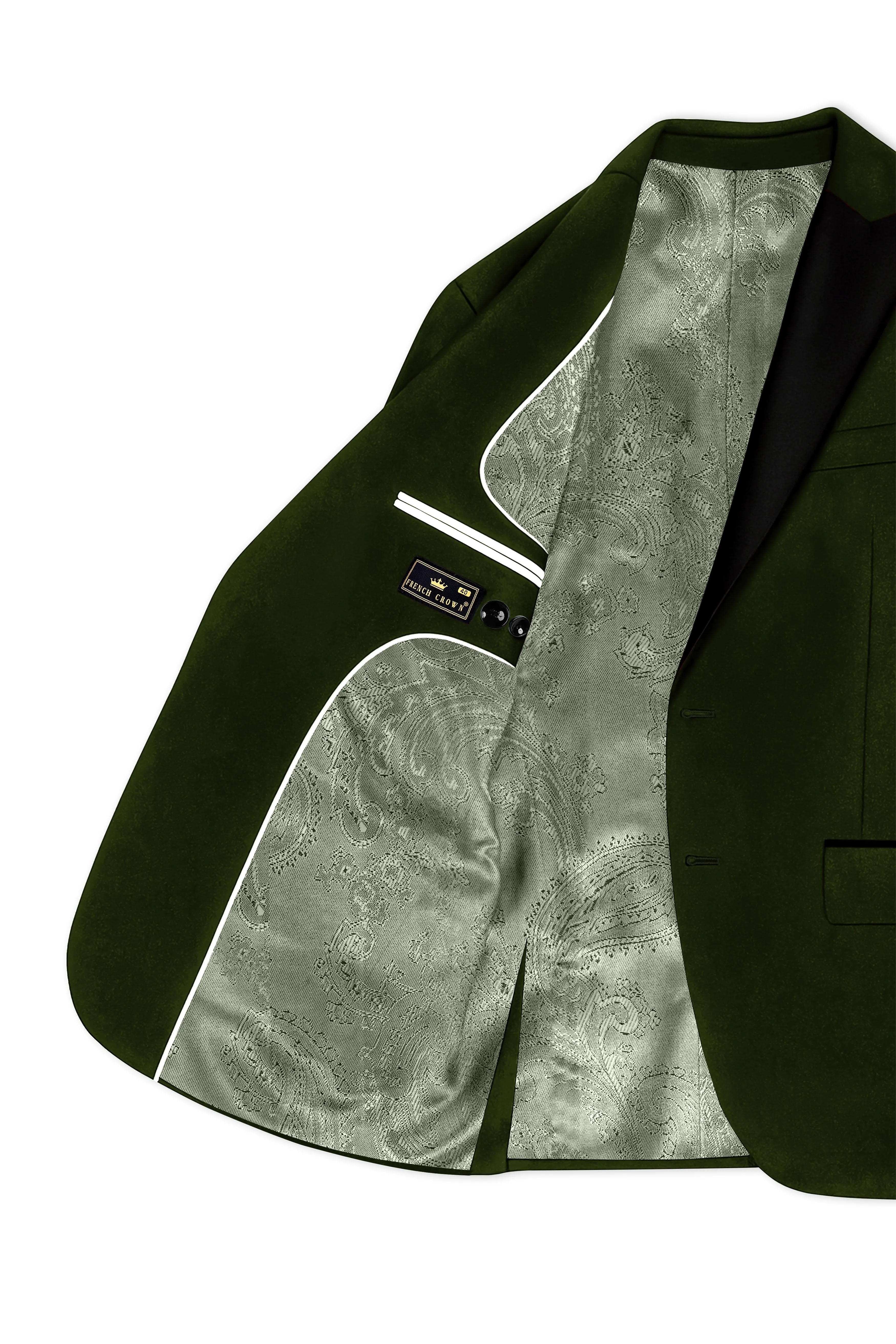 Velcadia-Acadia Green Velvet Peak Lapel Tuxedo Blazer sold by French Crown product image thumbnail 5