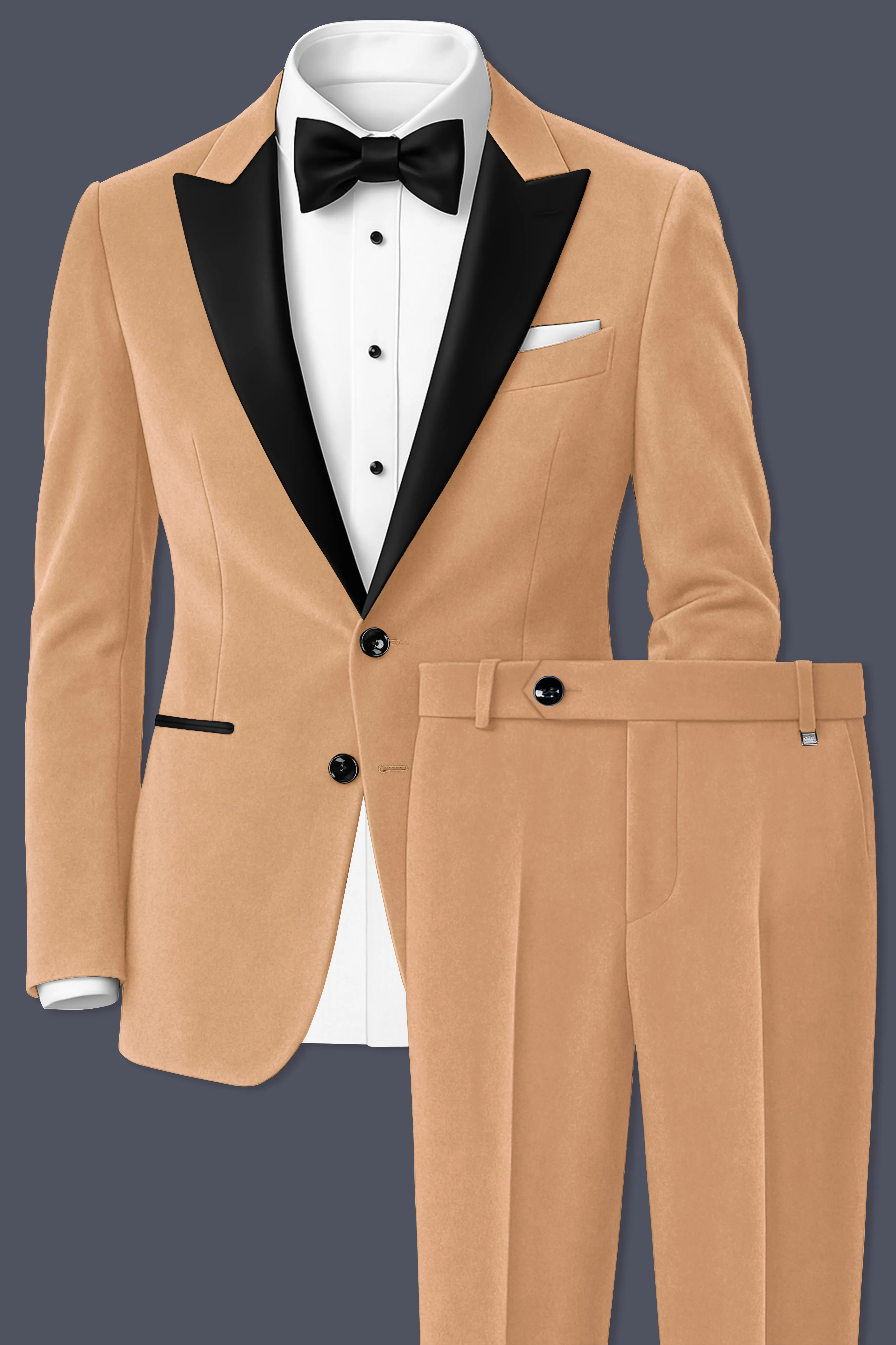 Ivorel-Fawn Cream Velvet Peak Lapel Tuxedo Suit sold by French Crown product image thumbnail 2