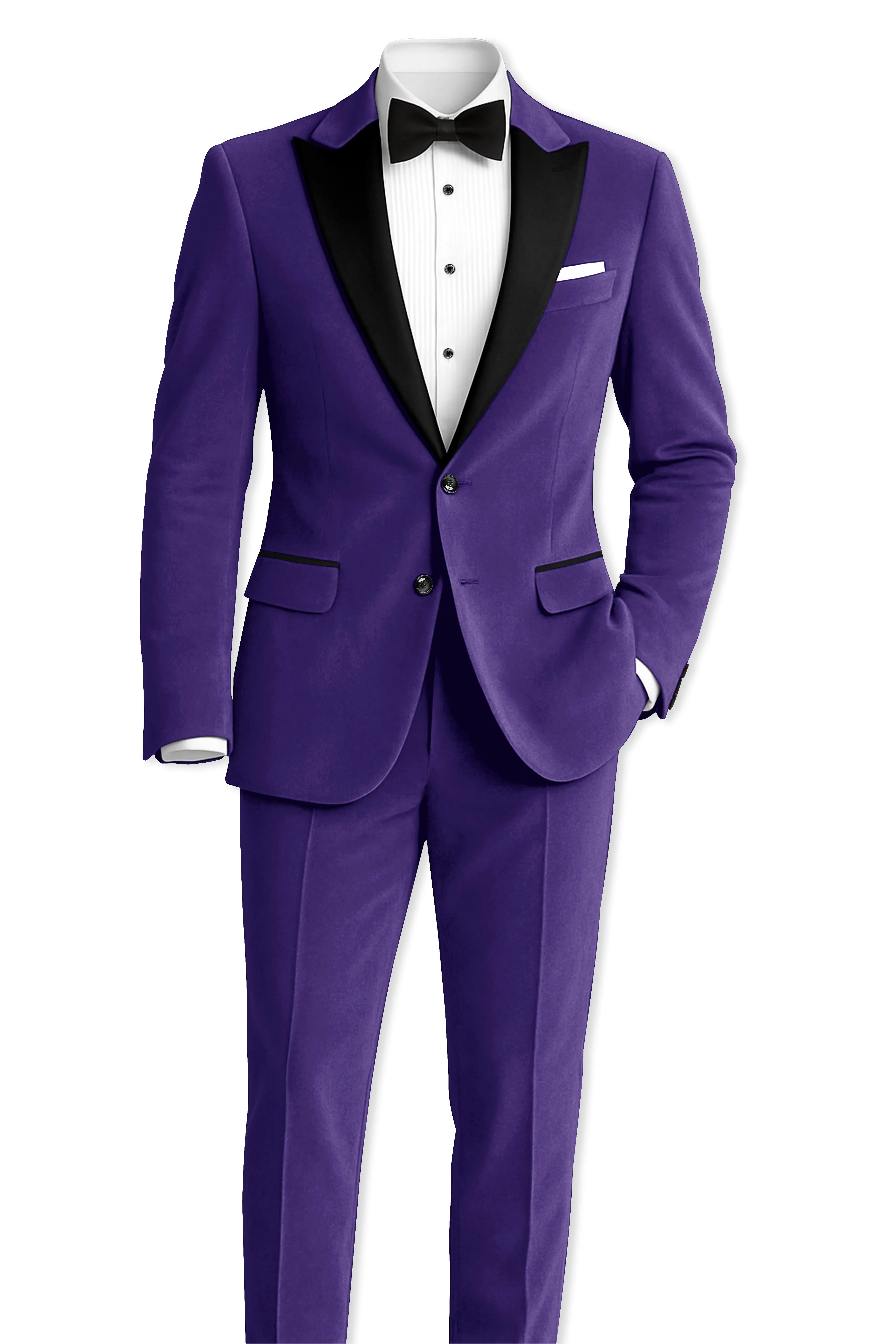 Velaris-Jacarta Purple Velvet Peak Lapel Tuxedo Suit sold by French Crown product image thumbnail 4