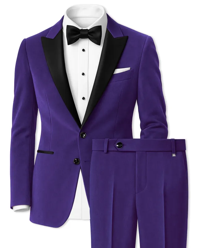Velaris-Jacarta Purple Velvet Peak Lapel Tuxedo Suit sold by French Crown