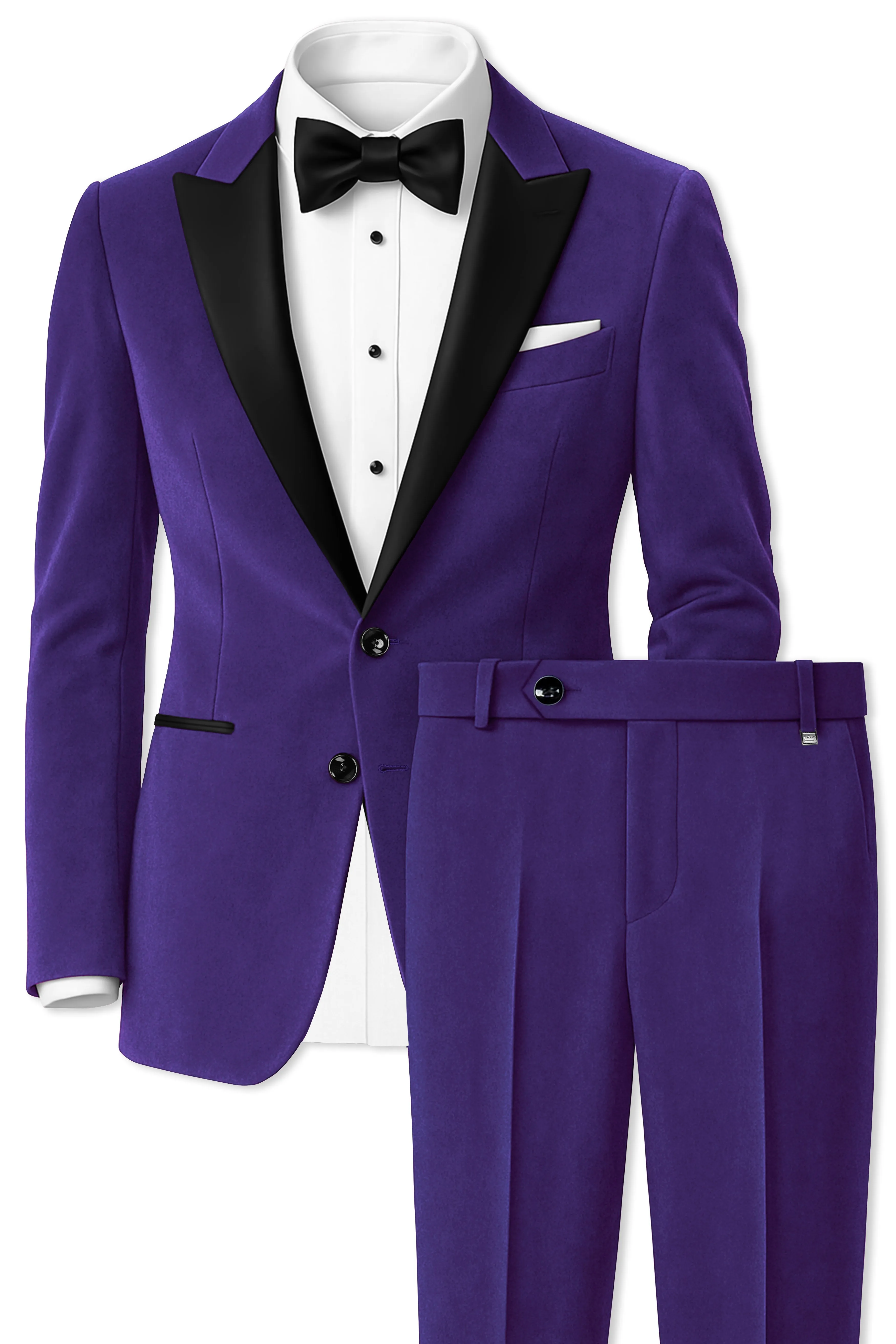 Velaris-Jacarta Purple Velvet Peak Lapel Tuxedo Suit sold by French Crown product image thumbnail 2
