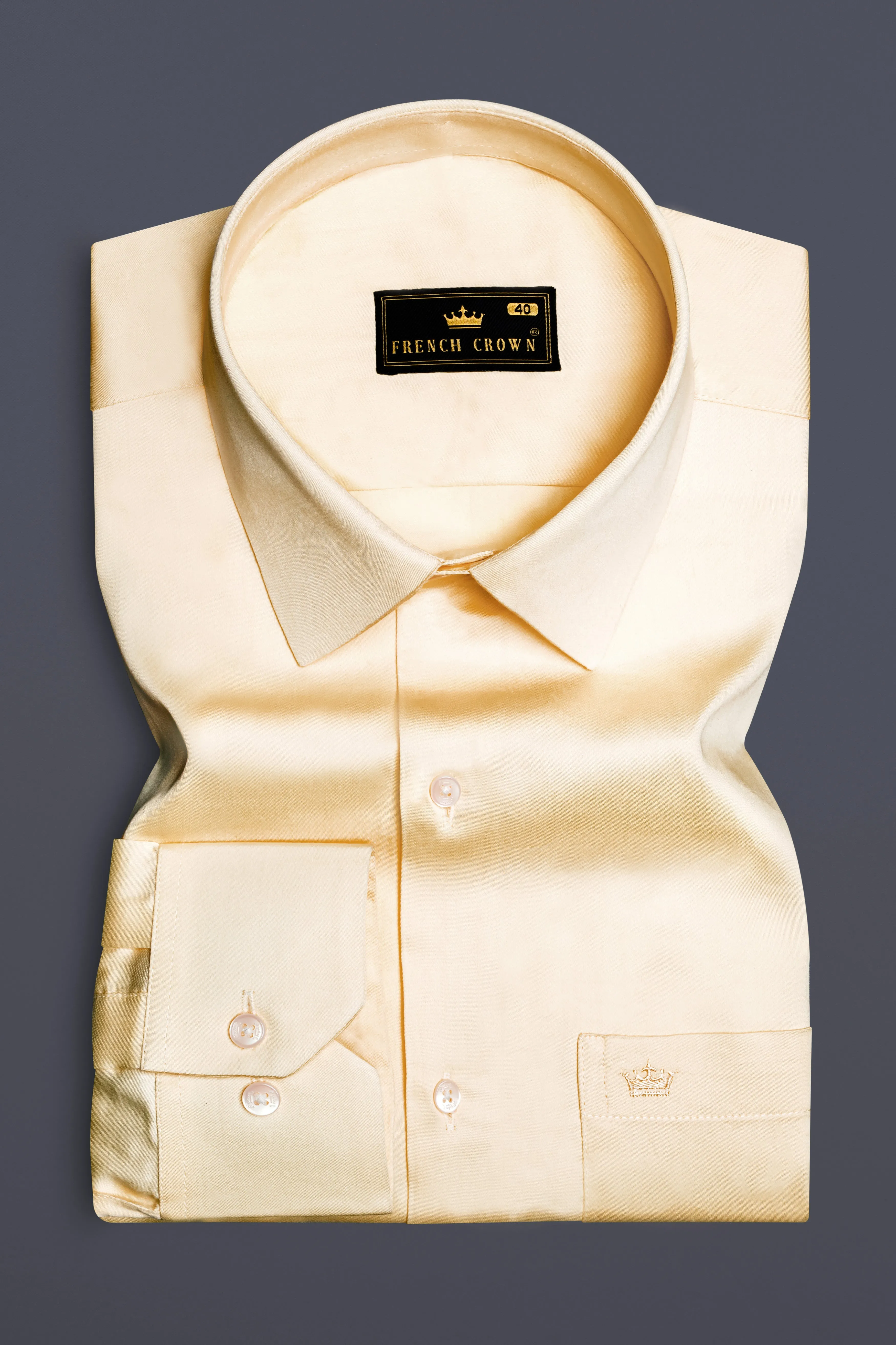 Vanilla-Almond Cream Subtle Sheen Super Soft Premium Cotton Dress Shirt sold by French Crown product image thumbnail 4