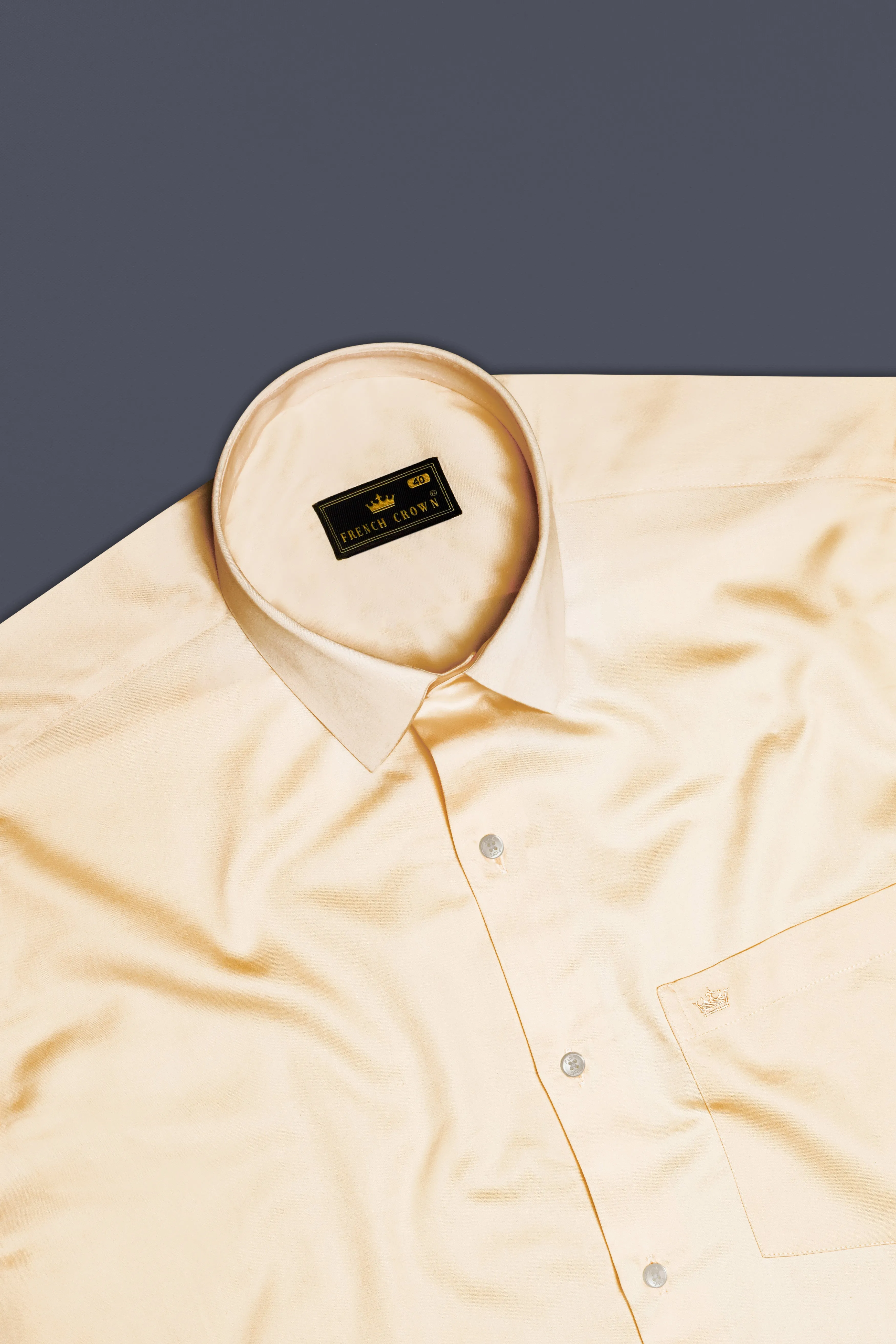 Vanilla-Almond Cream Subtle Sheen Super Soft Premium Cotton Dress Shirt sold by French Crown product image thumbnail 5