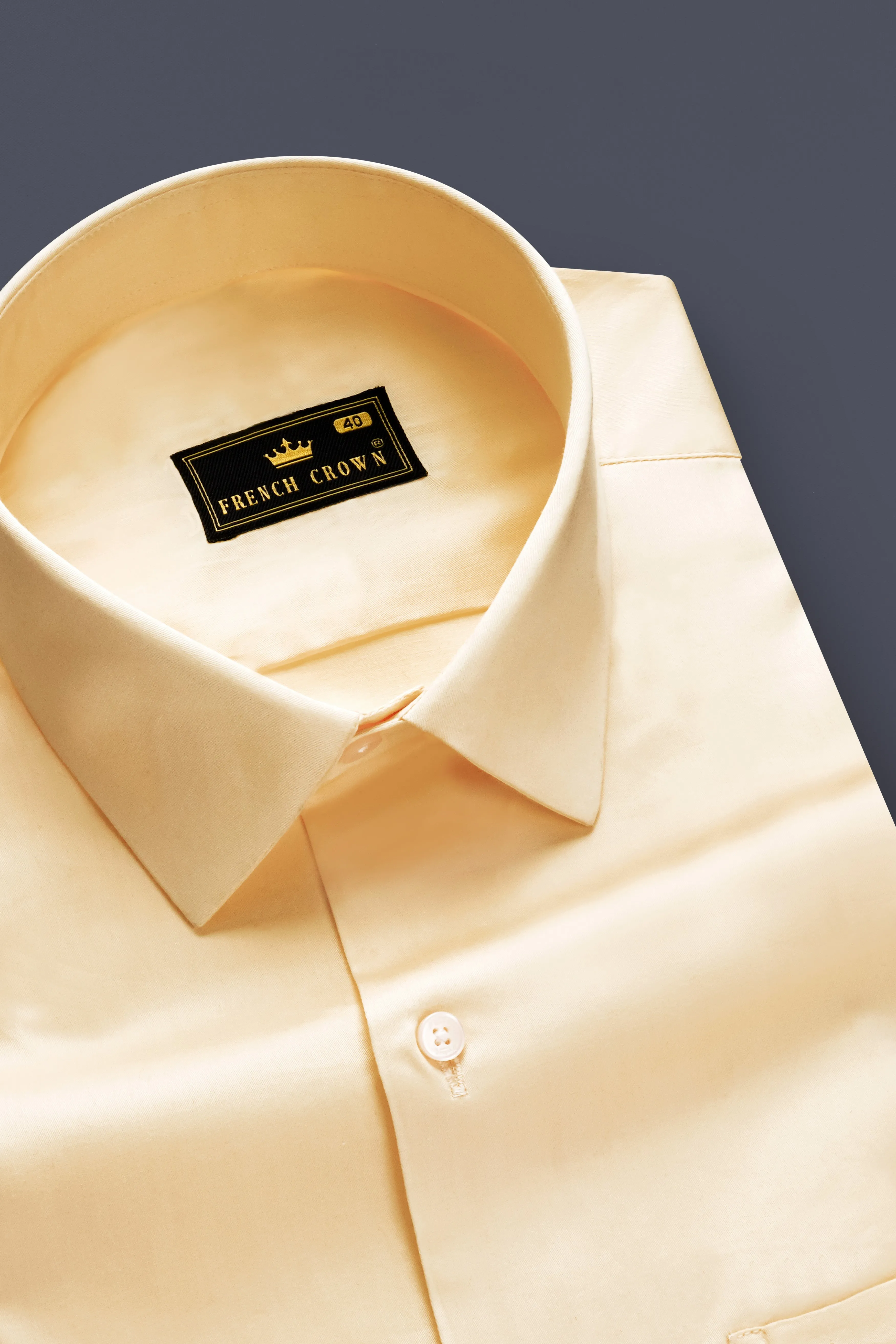 Vanilla-Almond Cream Subtle Sheen Super Soft Premium Cotton Dress Shirt sold by French Crown product image thumbnail 2