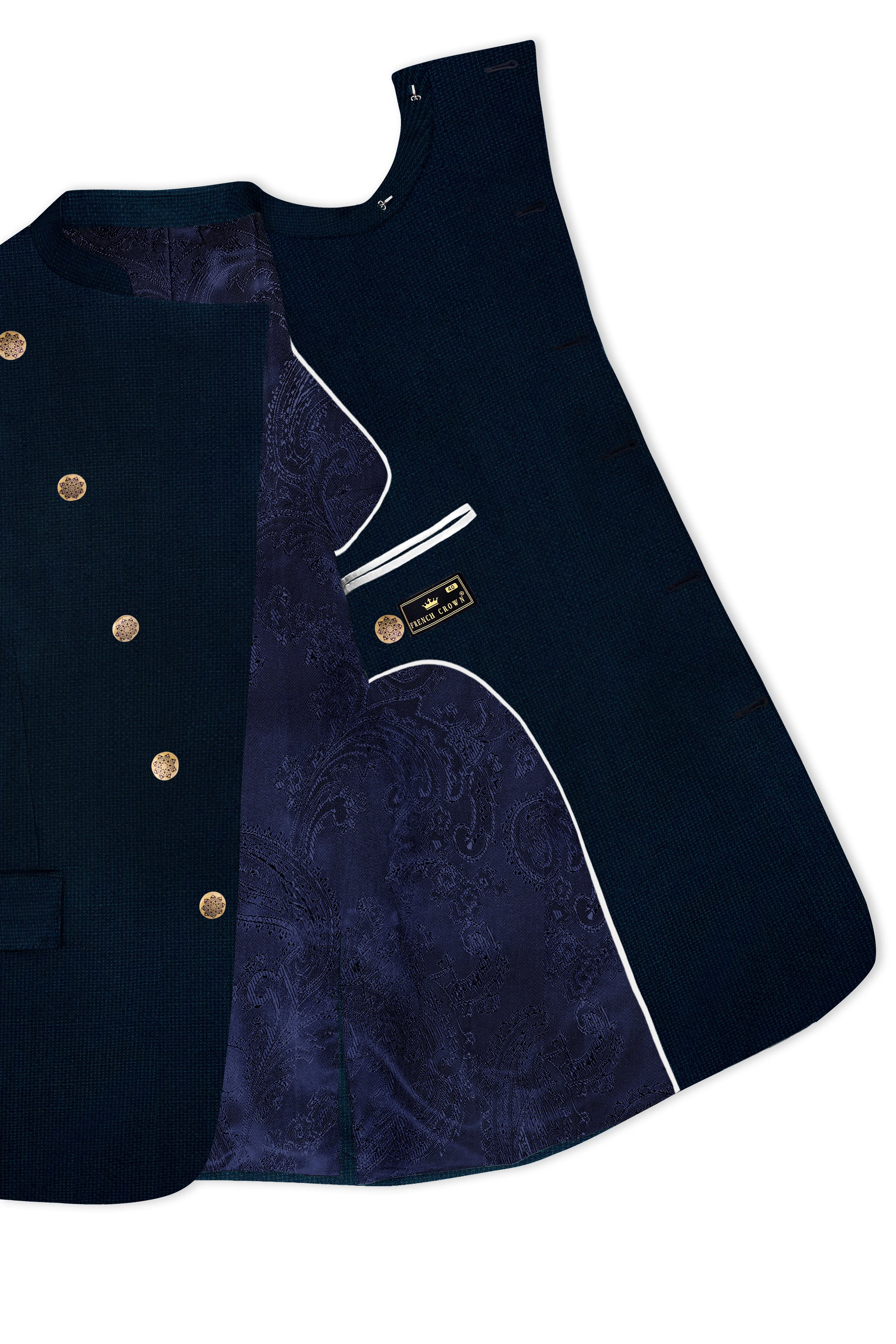 Firefly Blue Premium Cotton Cross Placket Bandhgala Suit sold by French Crown product image thumbnail 5