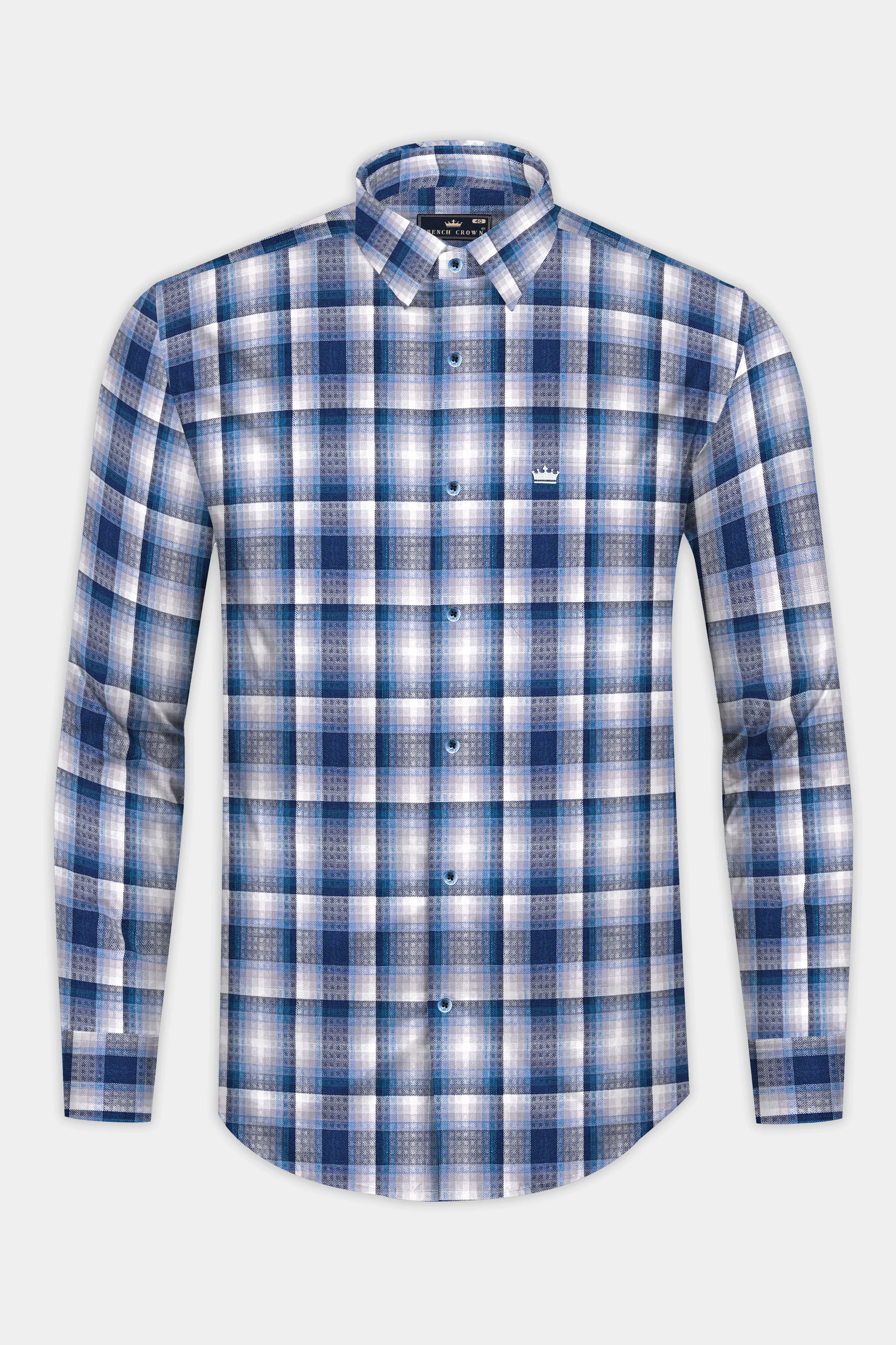 Bright White and Ebony Clay Twill Premium Cotton Shirt sold by French Crown product image thumbnail 4